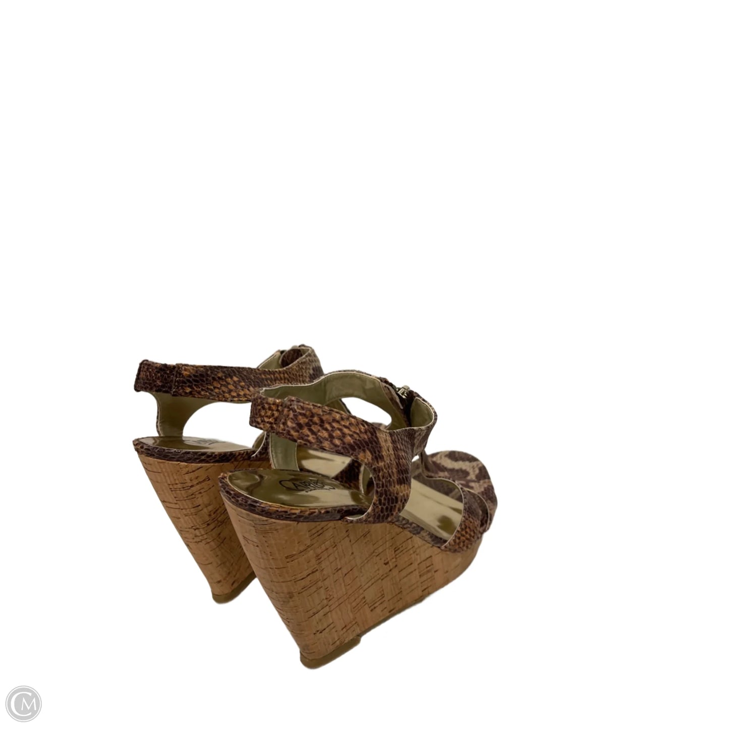 Sandals Heels Wedge By Carlos By Carlos Santana In Snakeskin Print, Size: 8.5