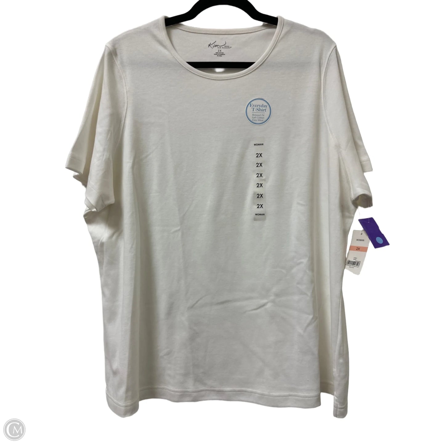 Top Short Sleeve By Kim Rogers In White, Size: 2x