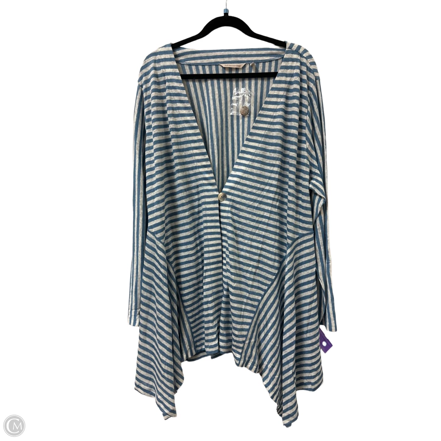 Sweater Cardigan By Soft Surroundings In Blue & White, Size: 2x
