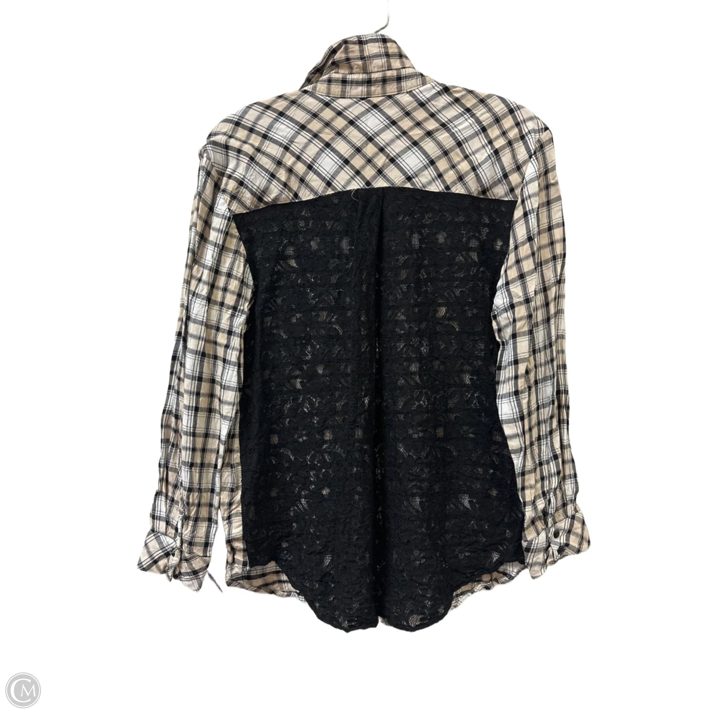 Blouse Long Sleeve By Kensie In Black & Cream, Size: S