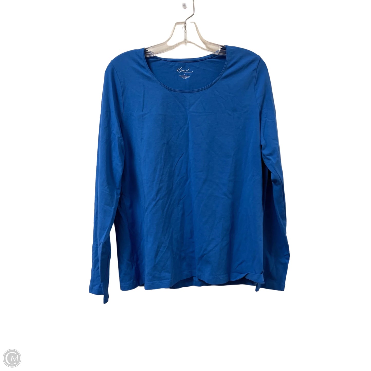 Top Long Sleeve By Kim Rogers In Blue, Size: L
