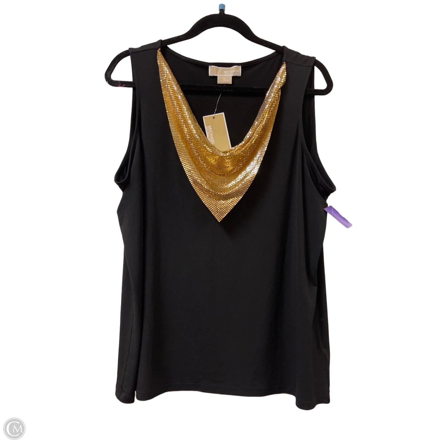 Top Sleeveless By Michael By Michael Kors In Black & Gold, Size: 1x