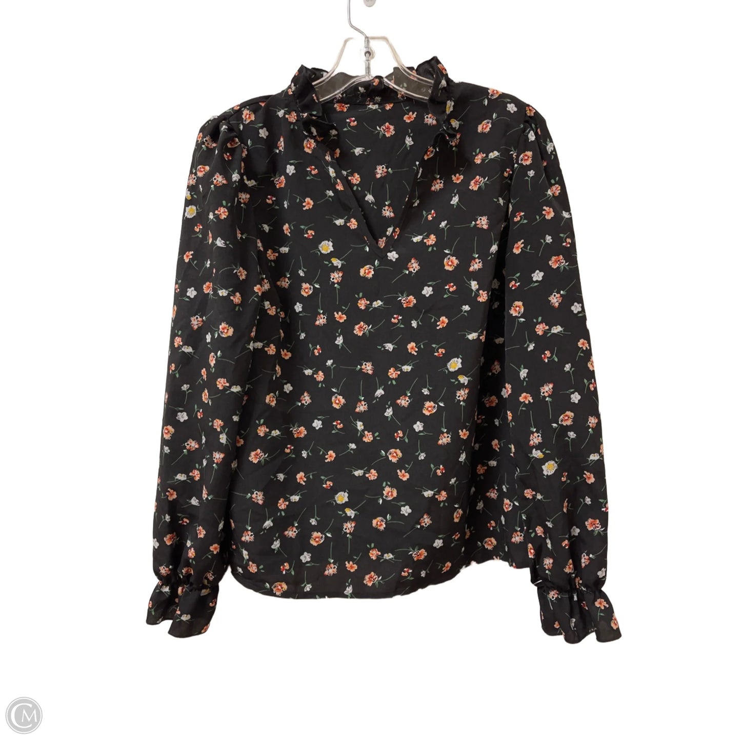 Top Long Sleeve By Shein In Floral Print, Size: M