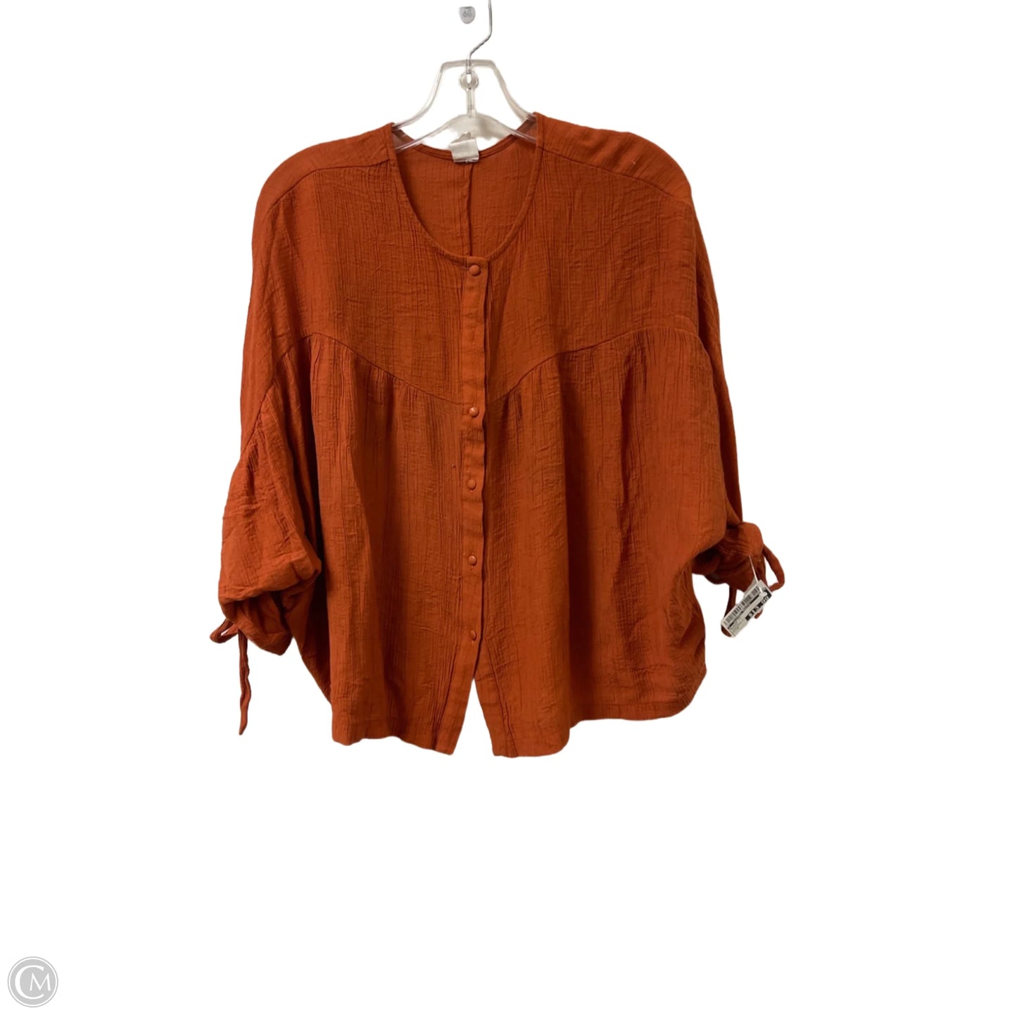Blouse Long Sleeve By Clothes Mentor In Orange, Size: M