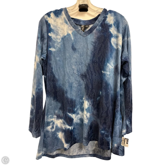 Top Long Sleeve By Ethyl In Blue & White, Size: L