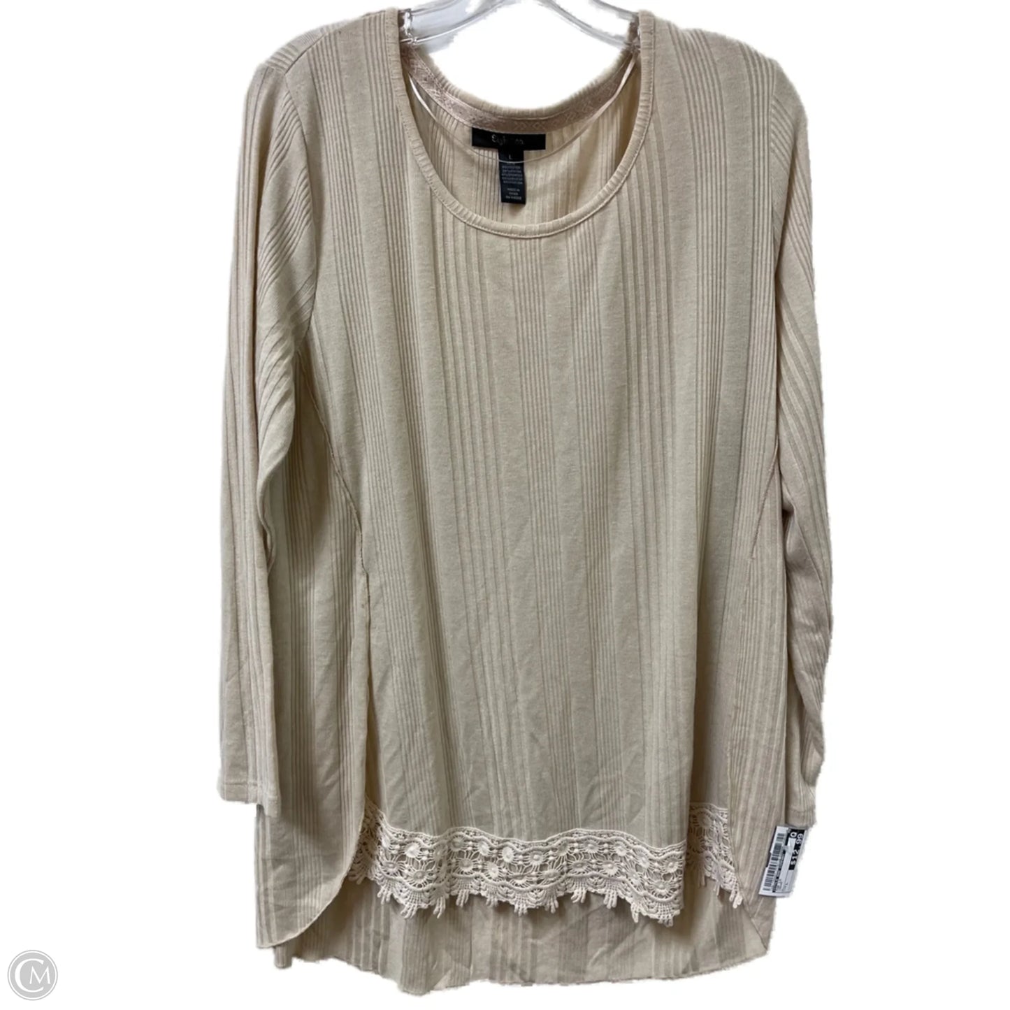 Top Long Sleeve By Style And Company In Cream, Size: L