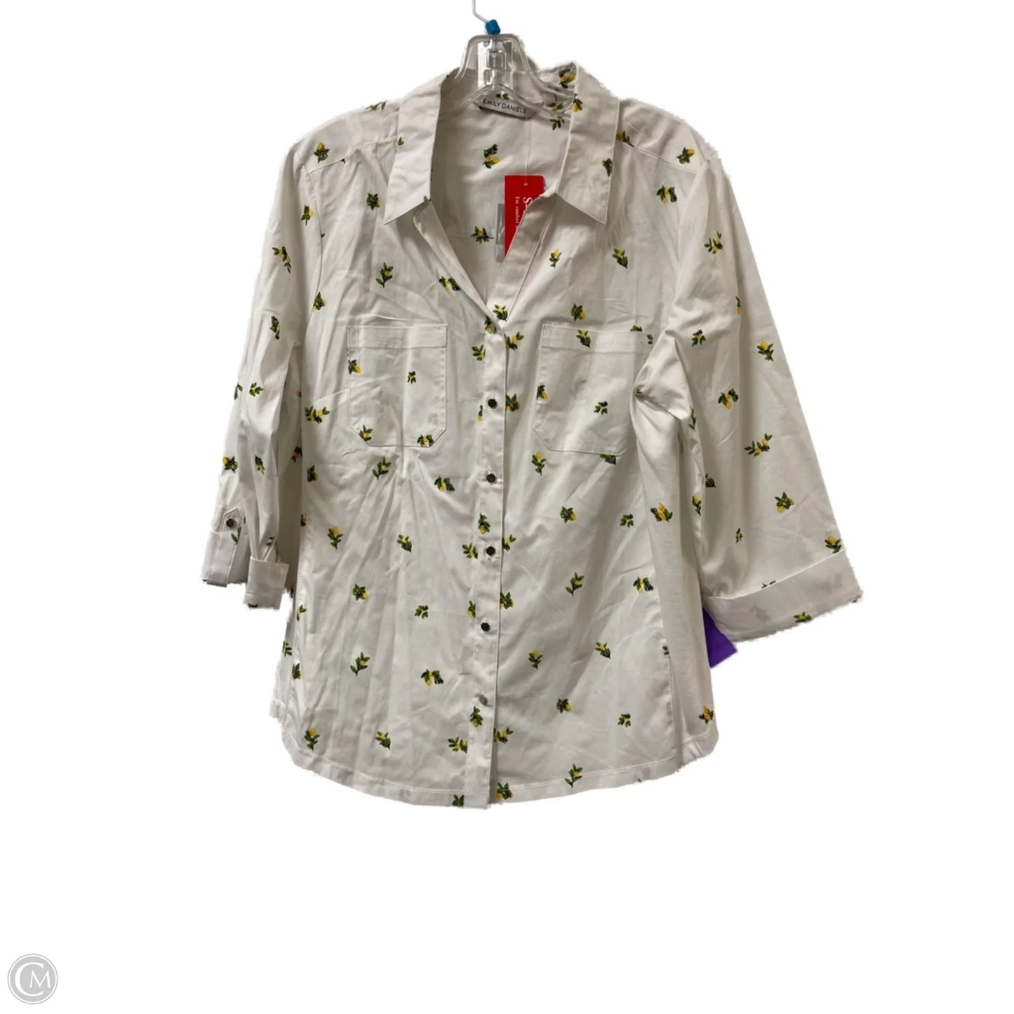 Blouse Long Sleeve By Clothes Mentor In White & Yellow, Size: Xl
