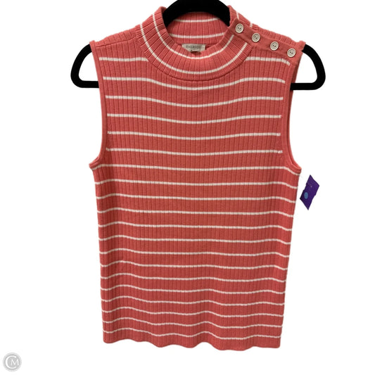 Sweater Short Sleeve By Talbots In Pink & White, Size: S