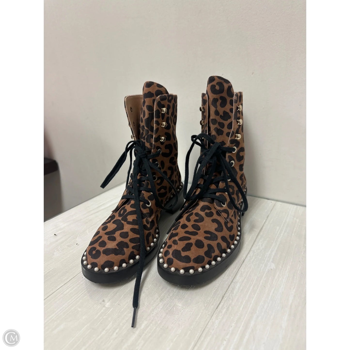 Boots Designer By Stuart Weitzman In Animal Print, Size: 5