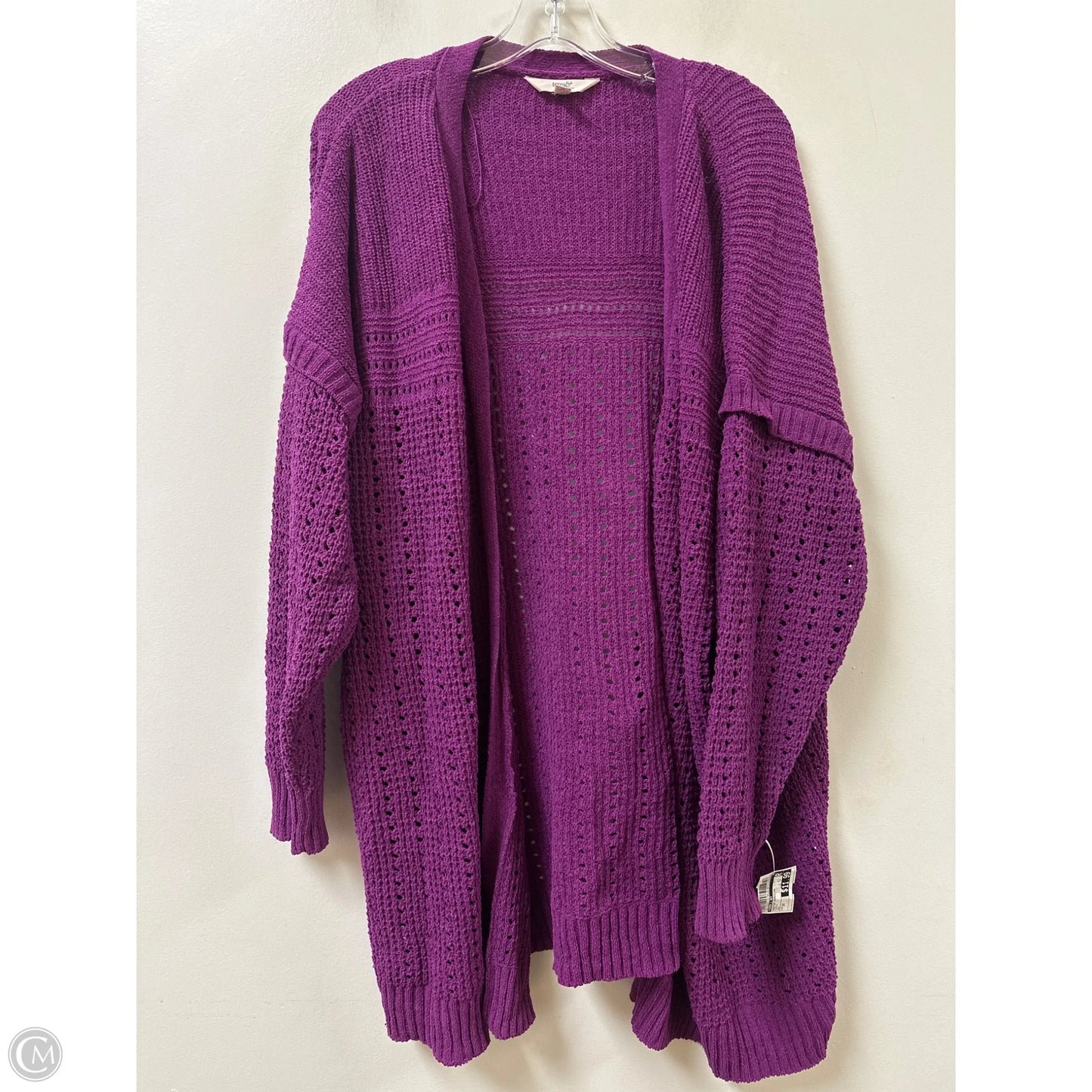 Sweater Cardigan By Terra & Sky In Purple, Size: 2x