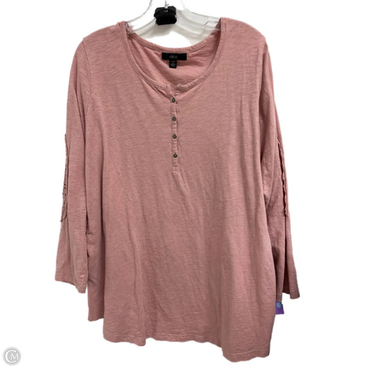 Top Long Sleeve By Ellos In Pink, Size: L