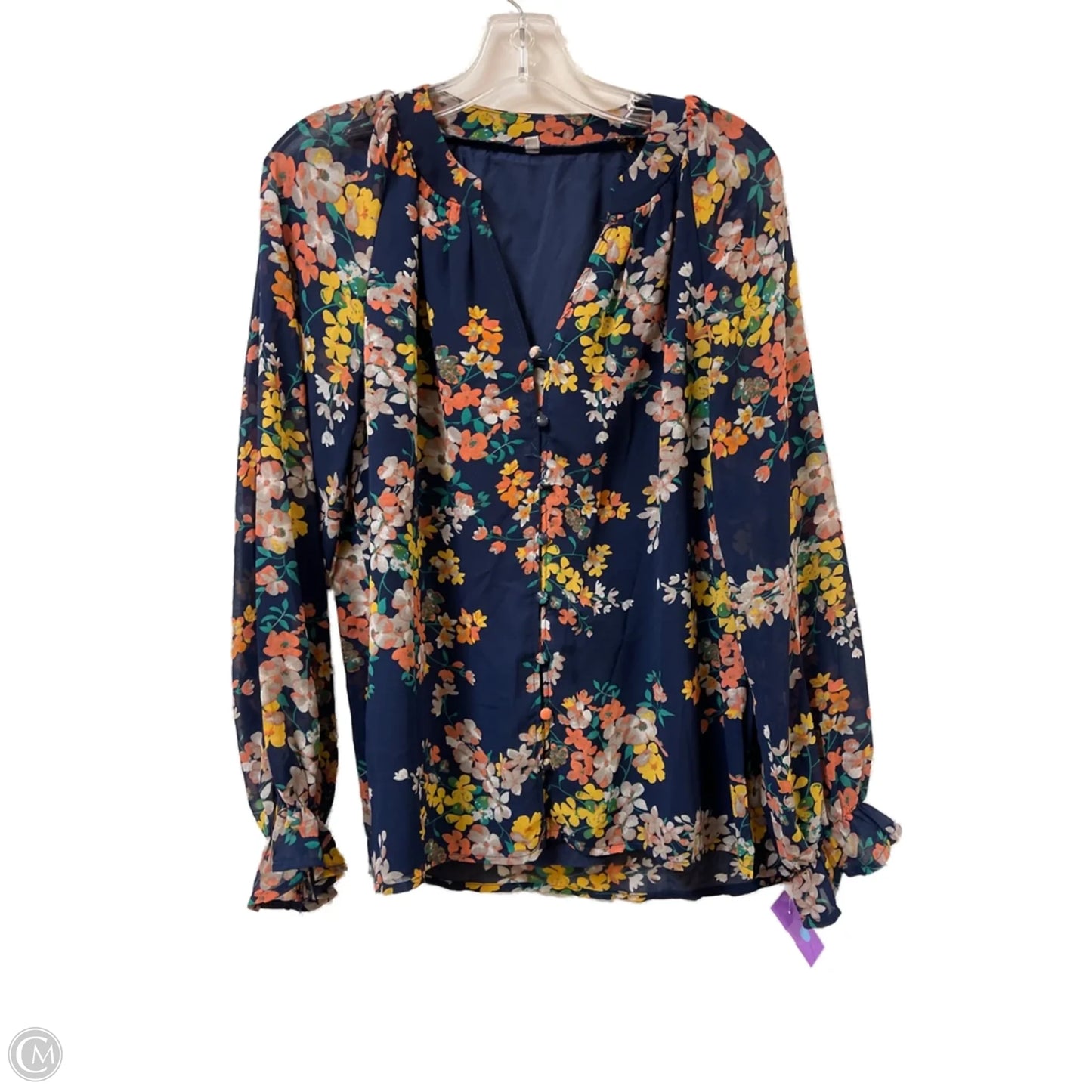 Top Long Sleeve By Clothes Mentor In Navy, Size: M