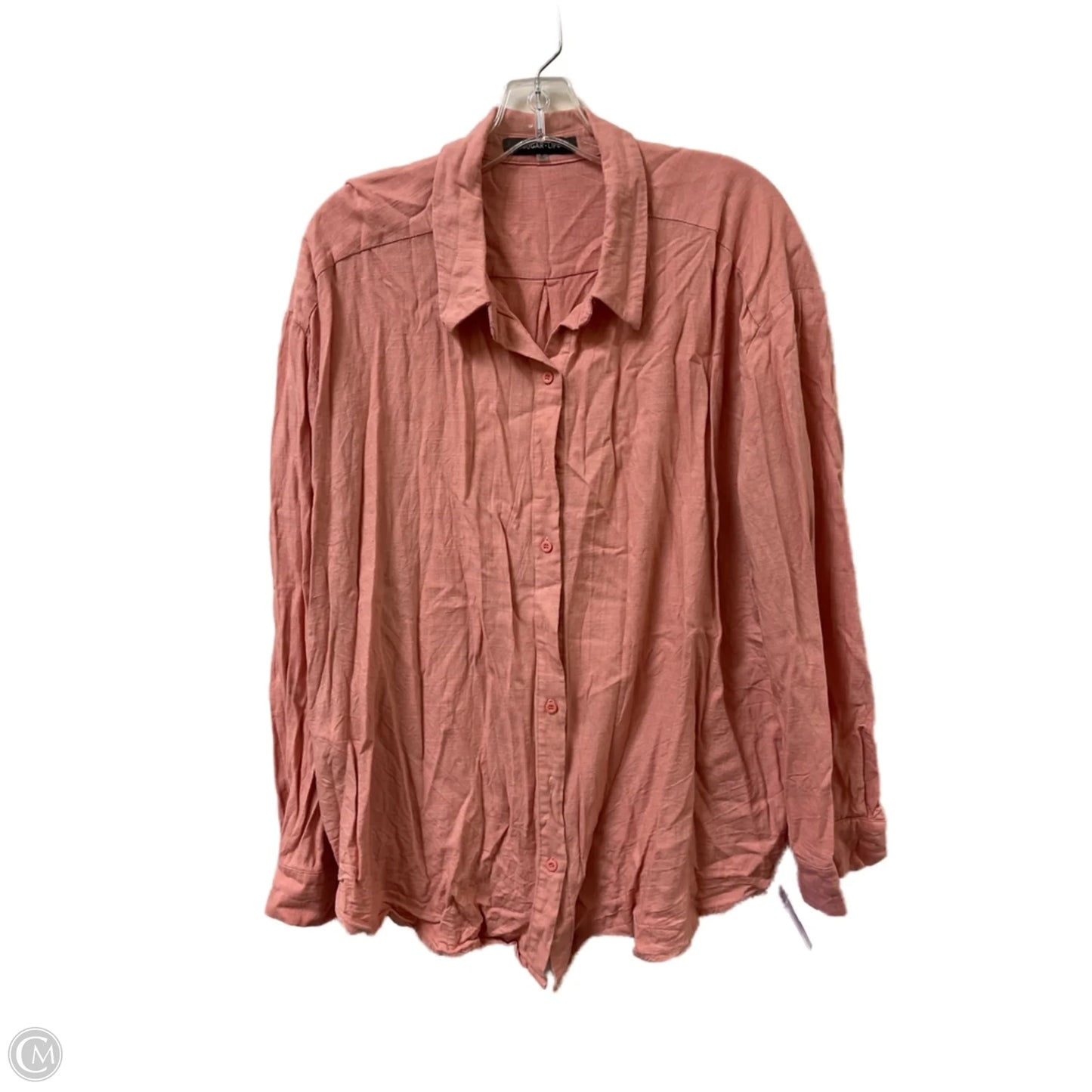 Blouse Long Sleeve By Sugar Lips In Pink, Size: M