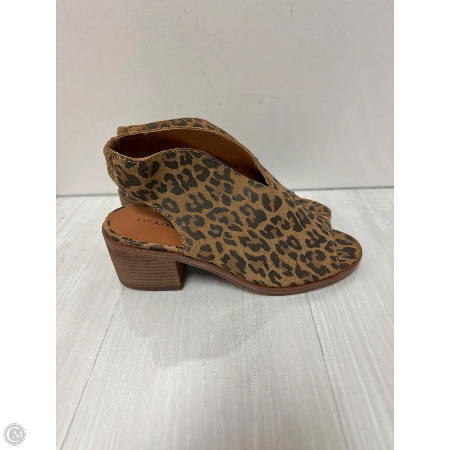 Sandals Heels Block By Lucky Brand In Animal Print, Size: 7.5
