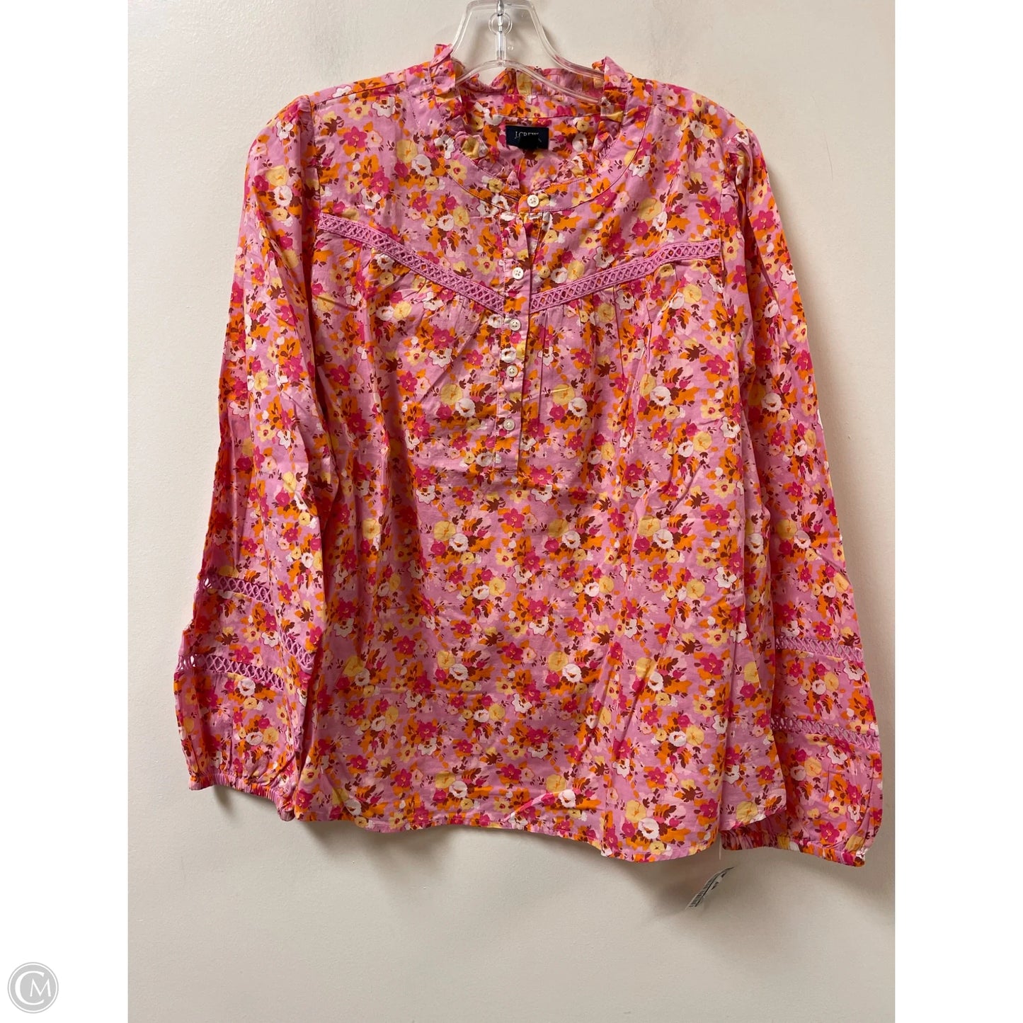 Blouse Long Sleeve By J. Crew In Orange & Pink, Size: 1x