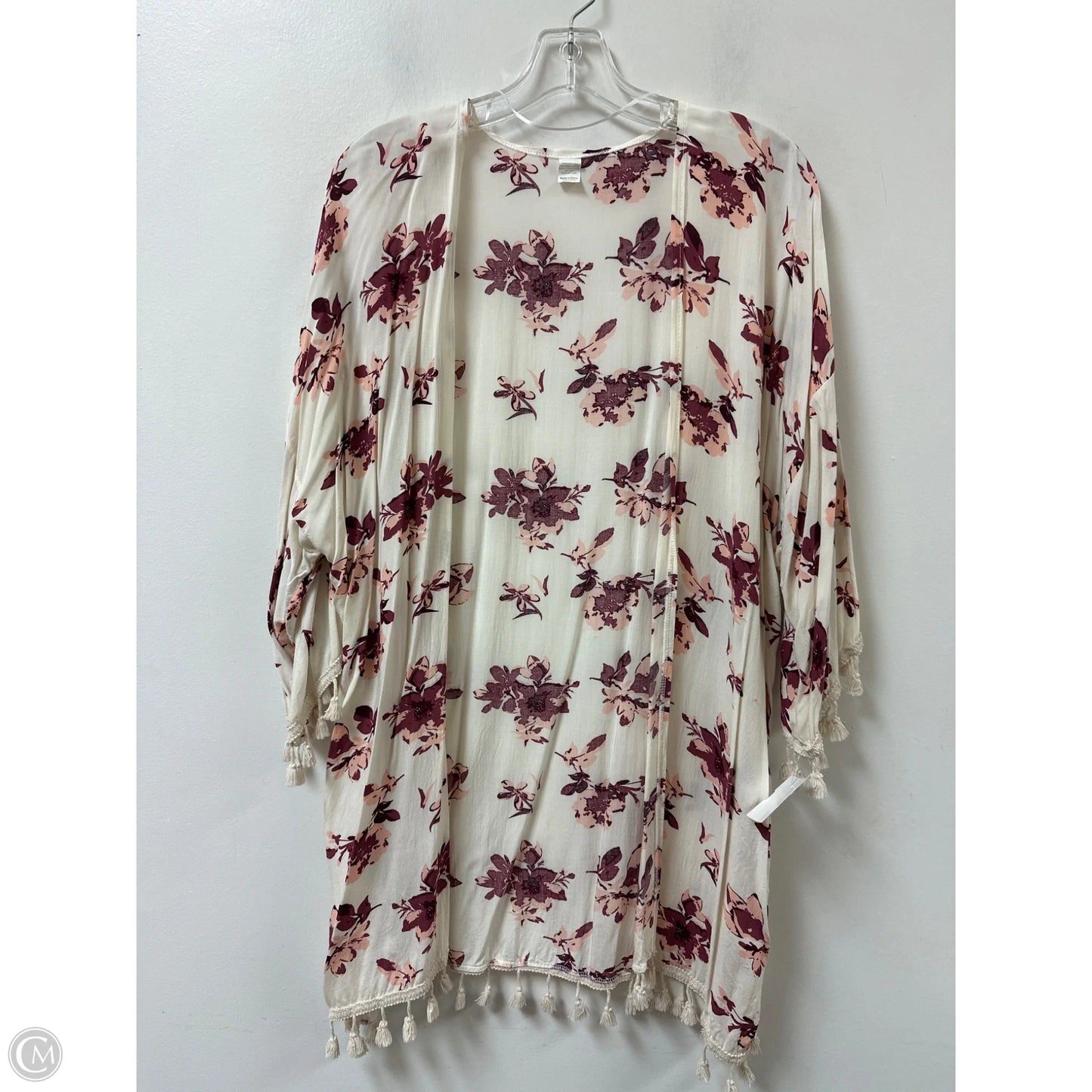 Kimono By Clothes Mentor In Purple & White, Size: Osfm