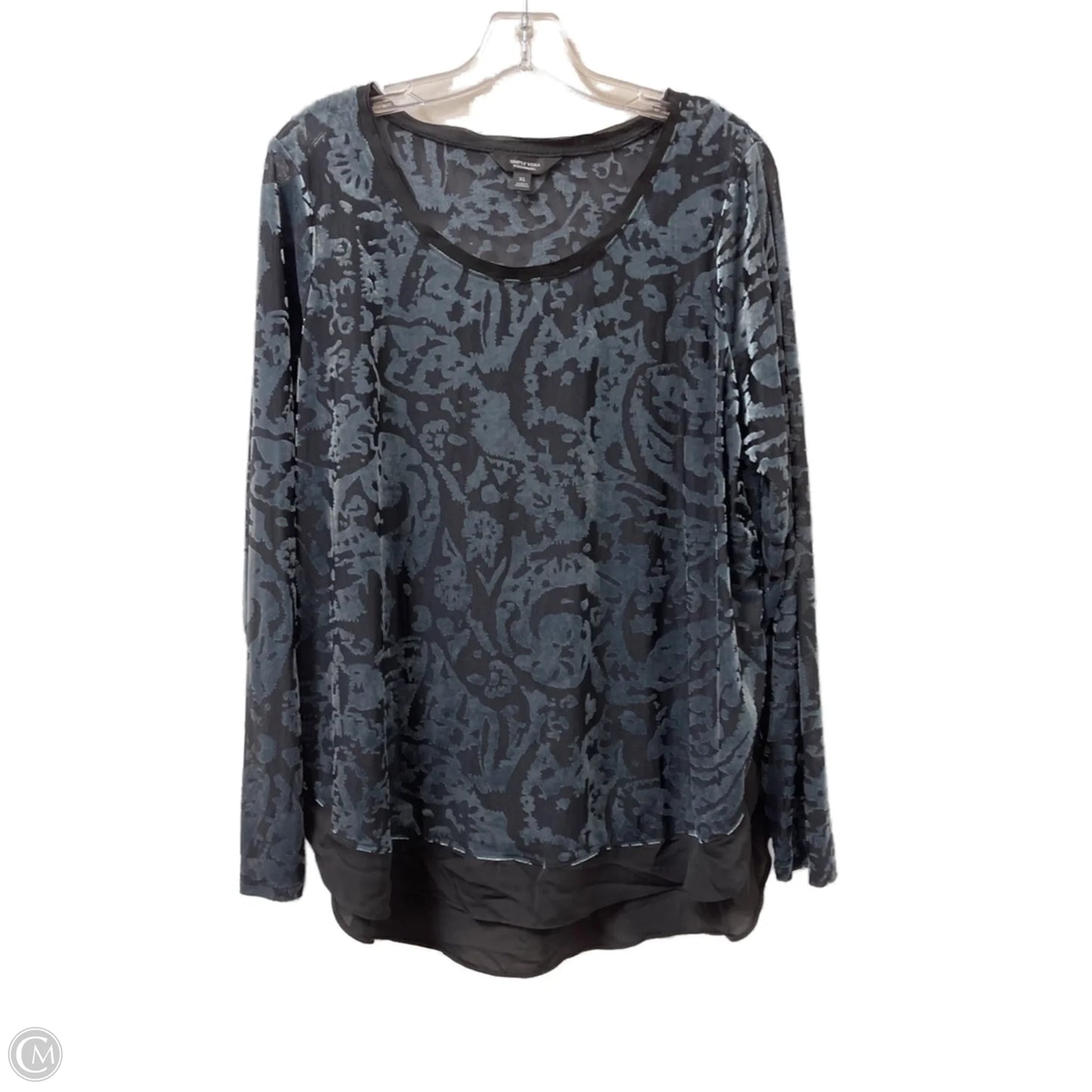 Top Long Sleeve By Simply Vera In Black & Blue, Size: Xl