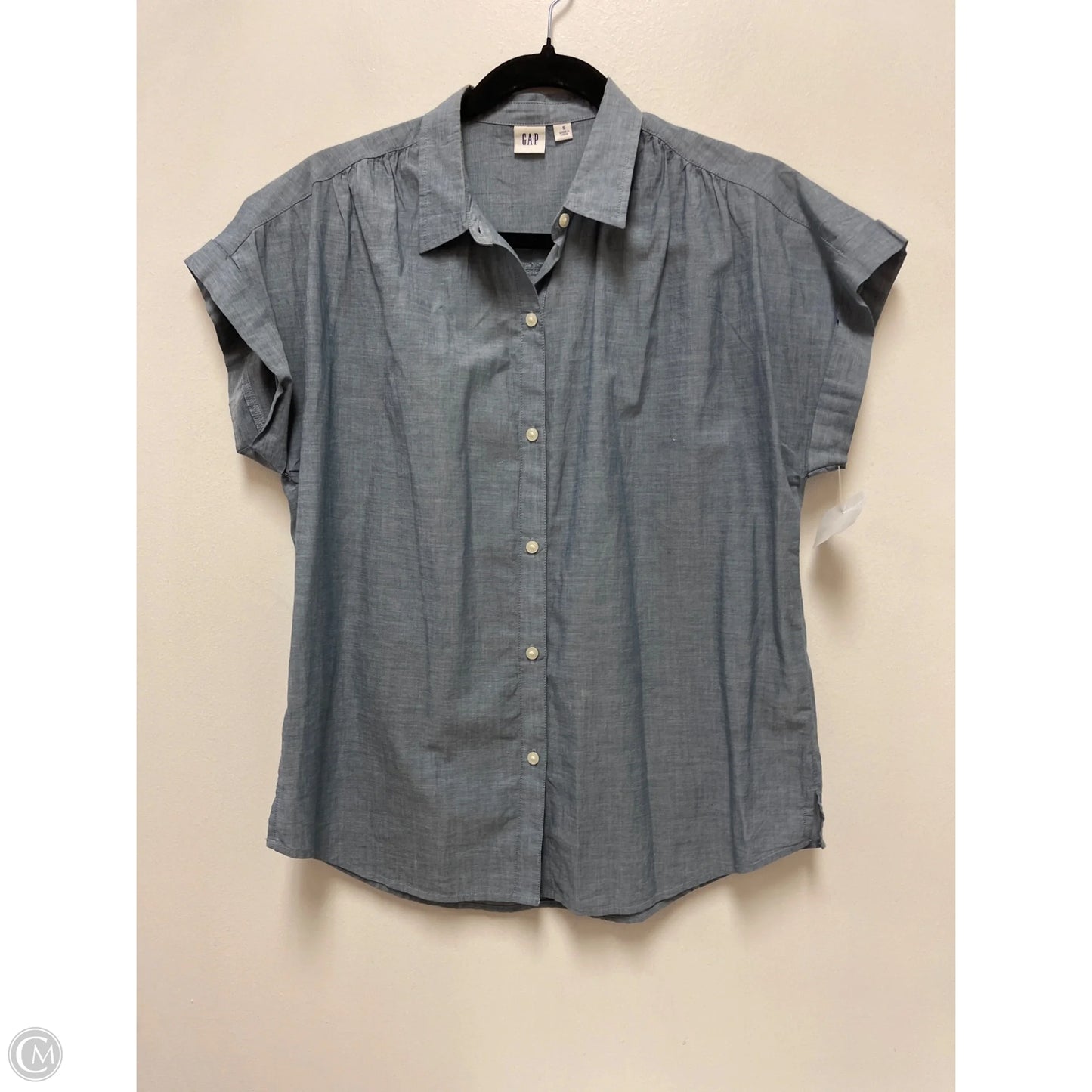 Blouse Short Sleeve By Gap In Blue, Size: S