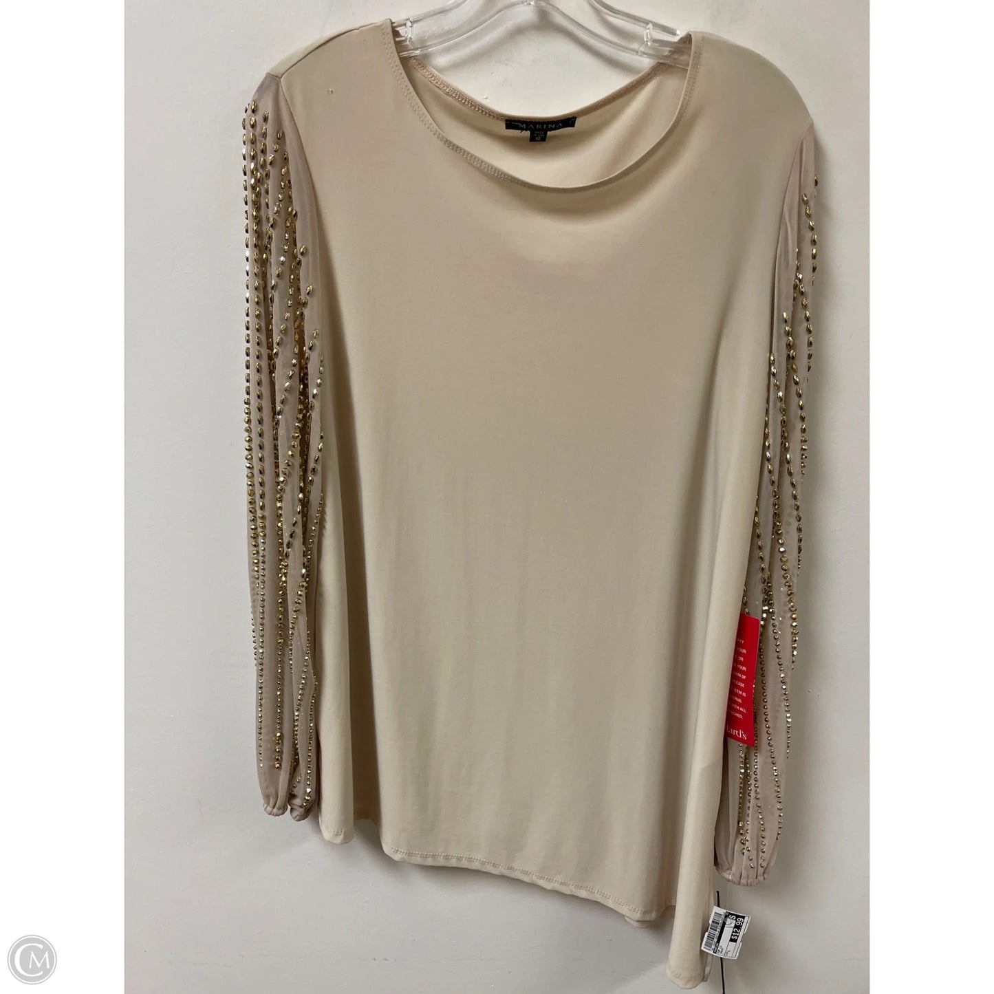 Top Long Sleeve By Marina In Cream, Size: L