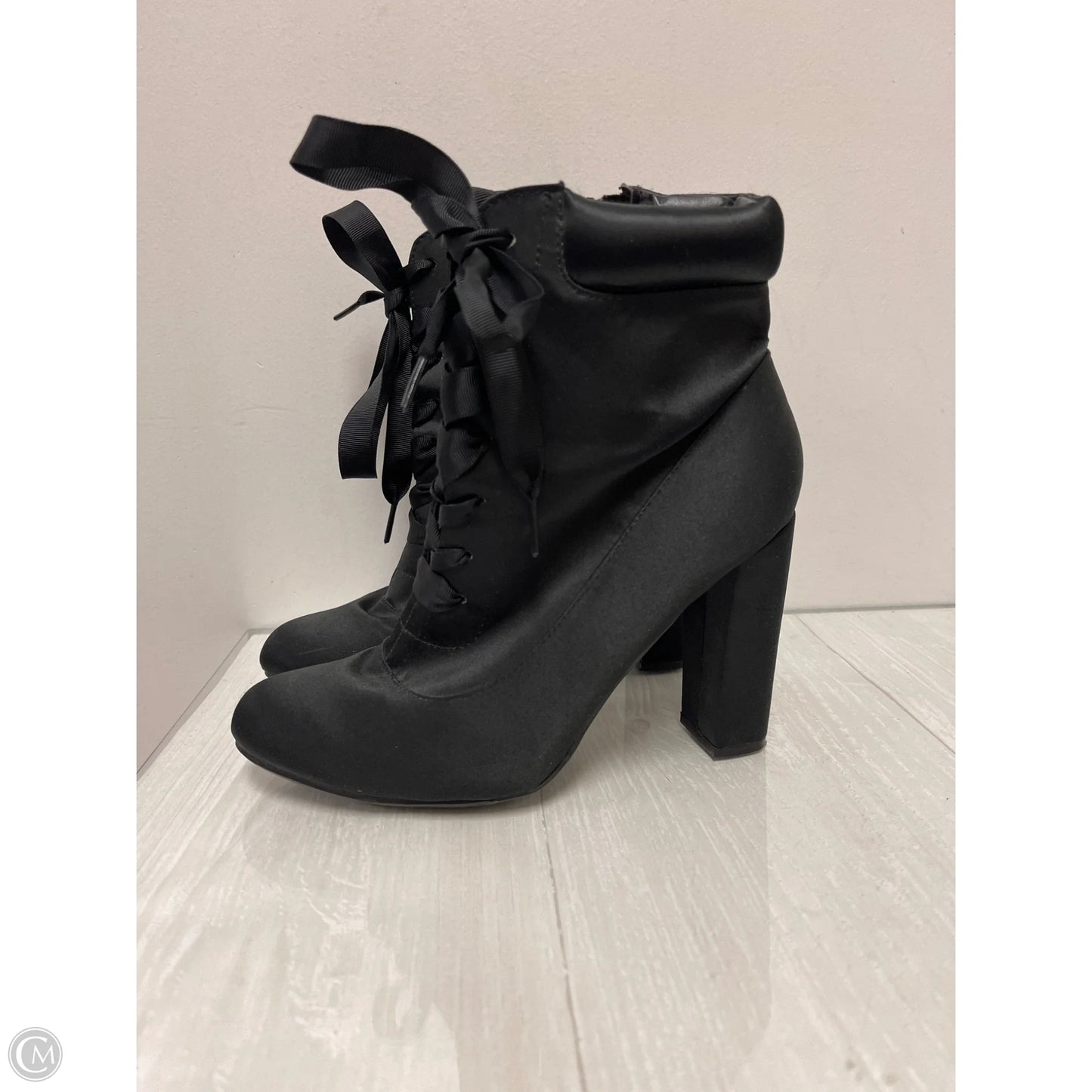 Boots Ankle Heels By Bamboo In Black, Size: 8