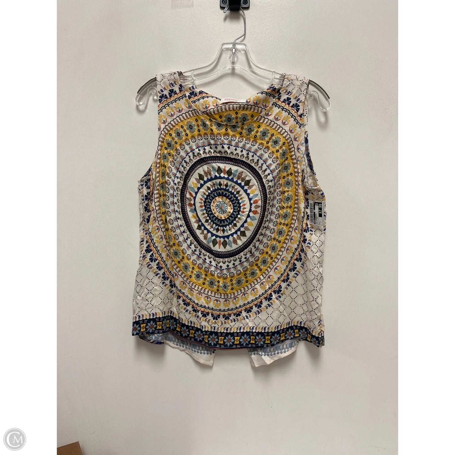 Top Sleeveless By Renee C In Blue & Cream, Size: L