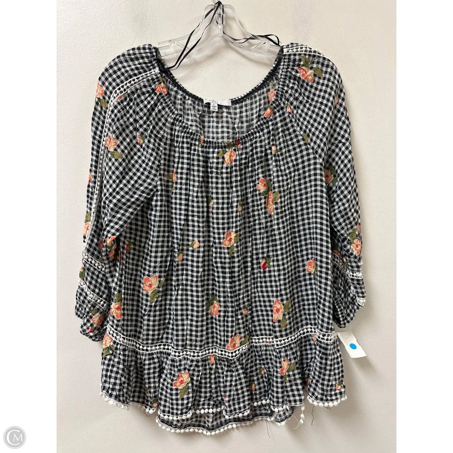 Top Long Sleeve By Fever In Black & White, Size: L