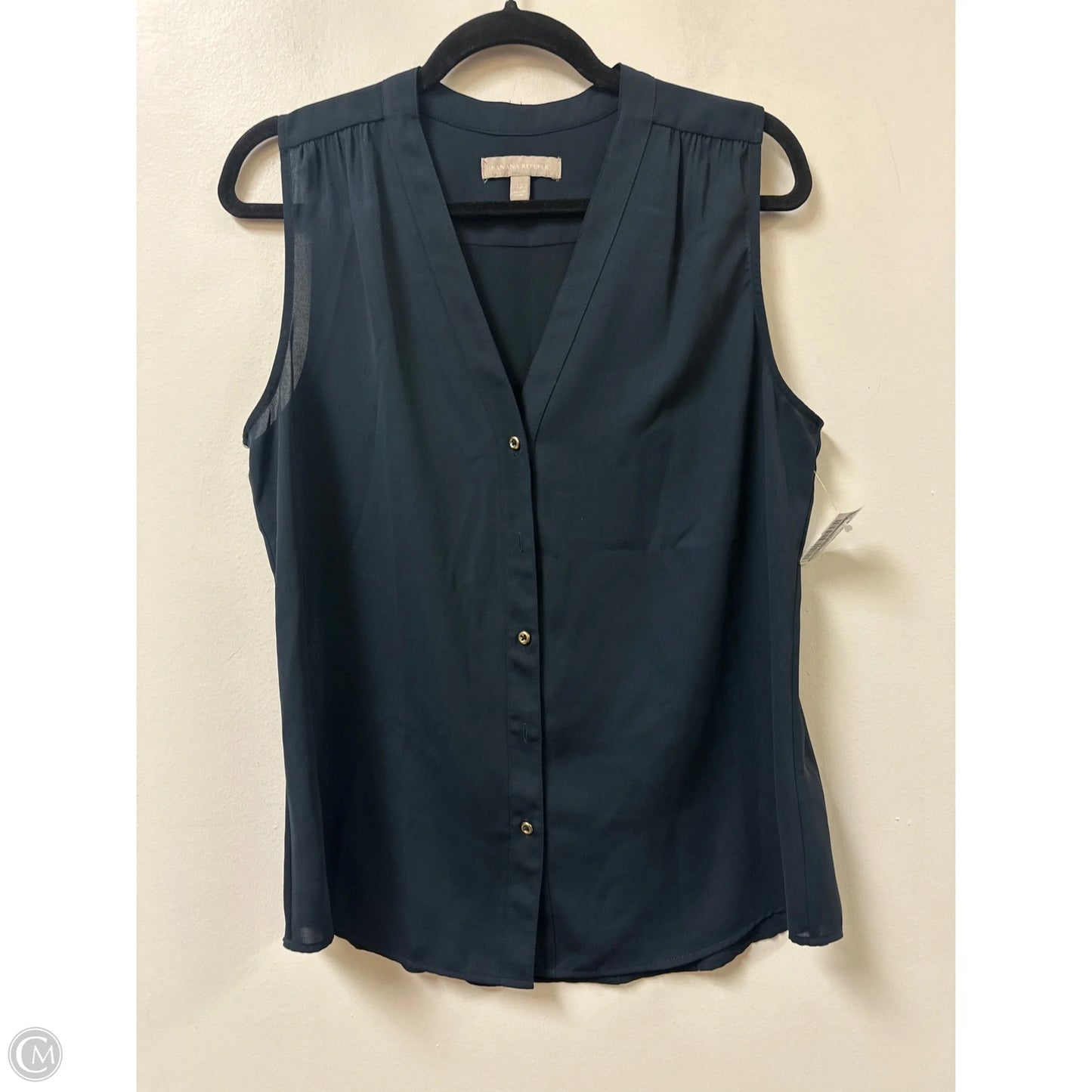 Blouse Sleeveless By Banana Republic In Navy, Size: L
