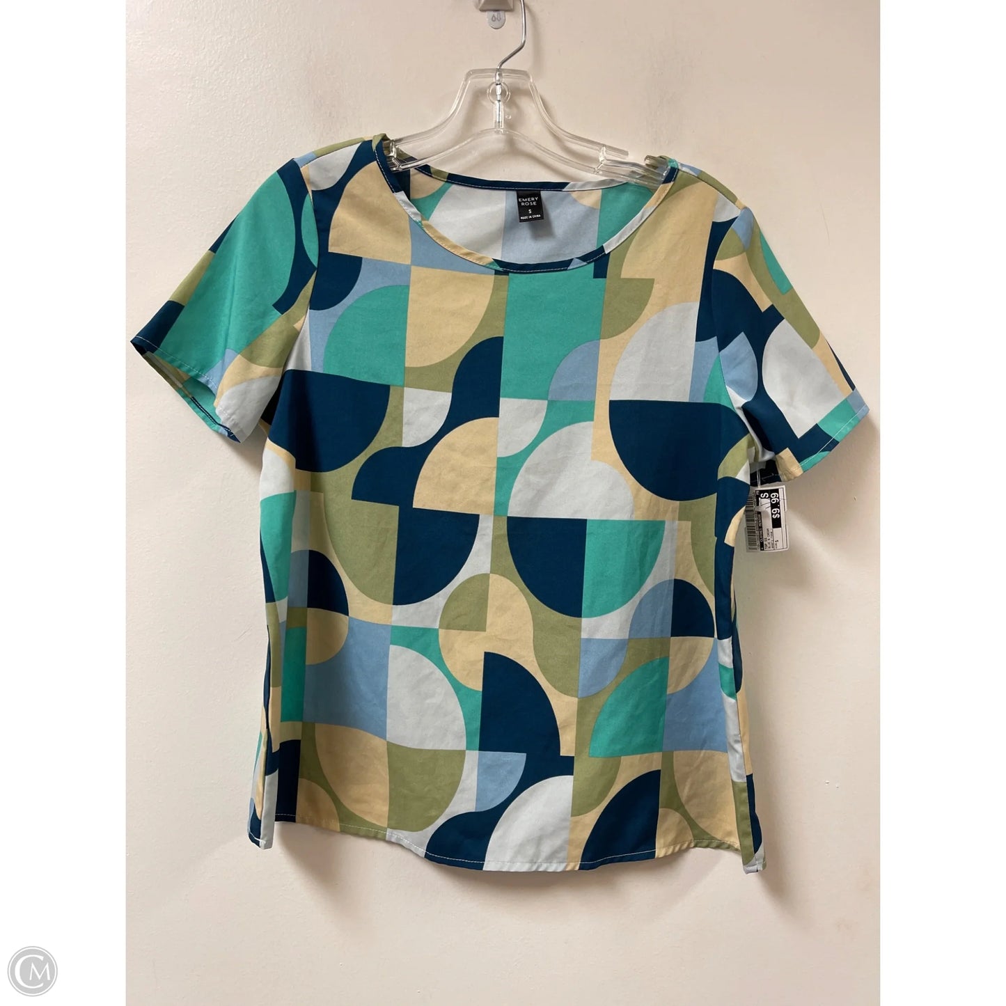 Top Short Sleeve By Clothes Mentor In Blue & Cream, Size: S