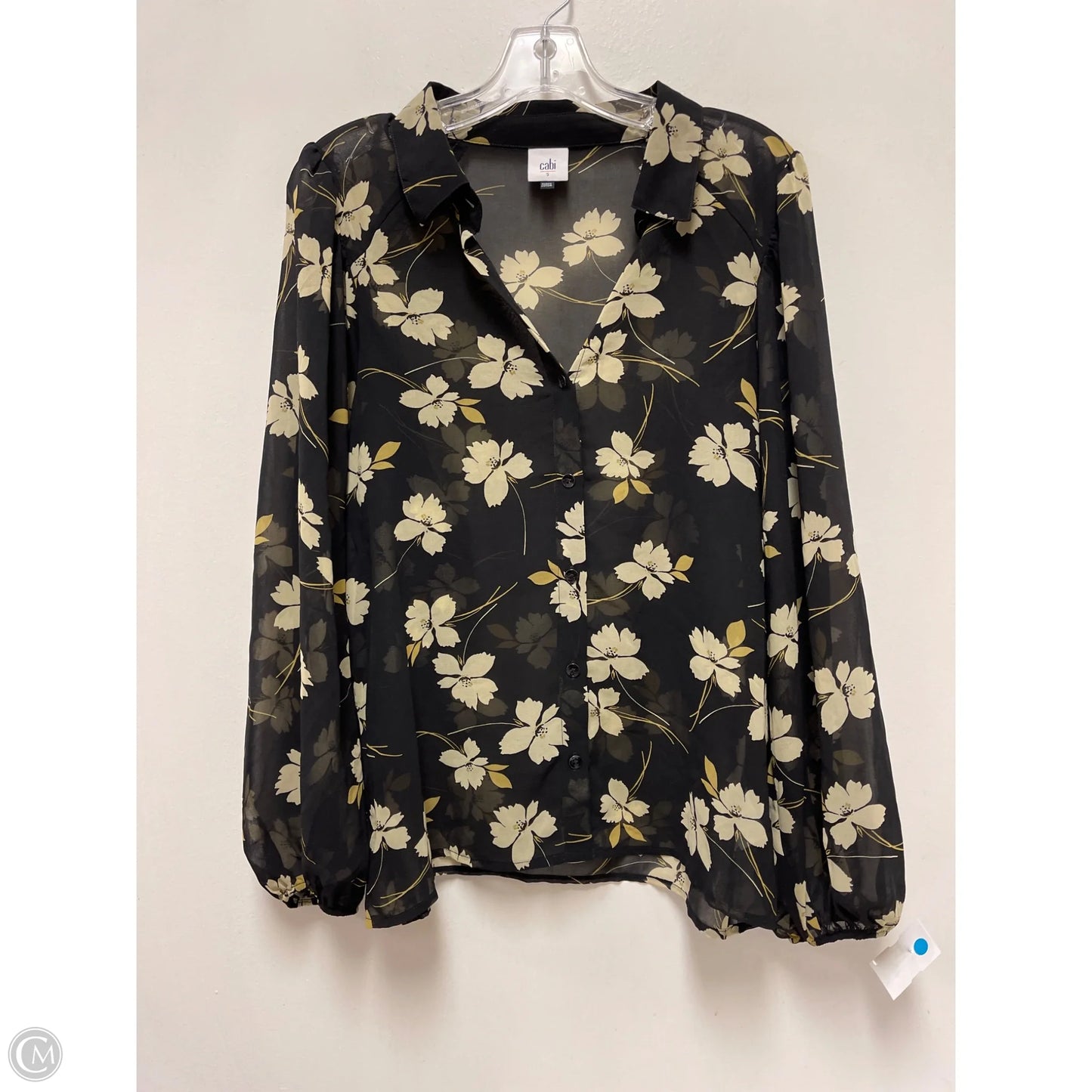 Blouse Long Sleeve By Cabi In Black & Cream, Size: S