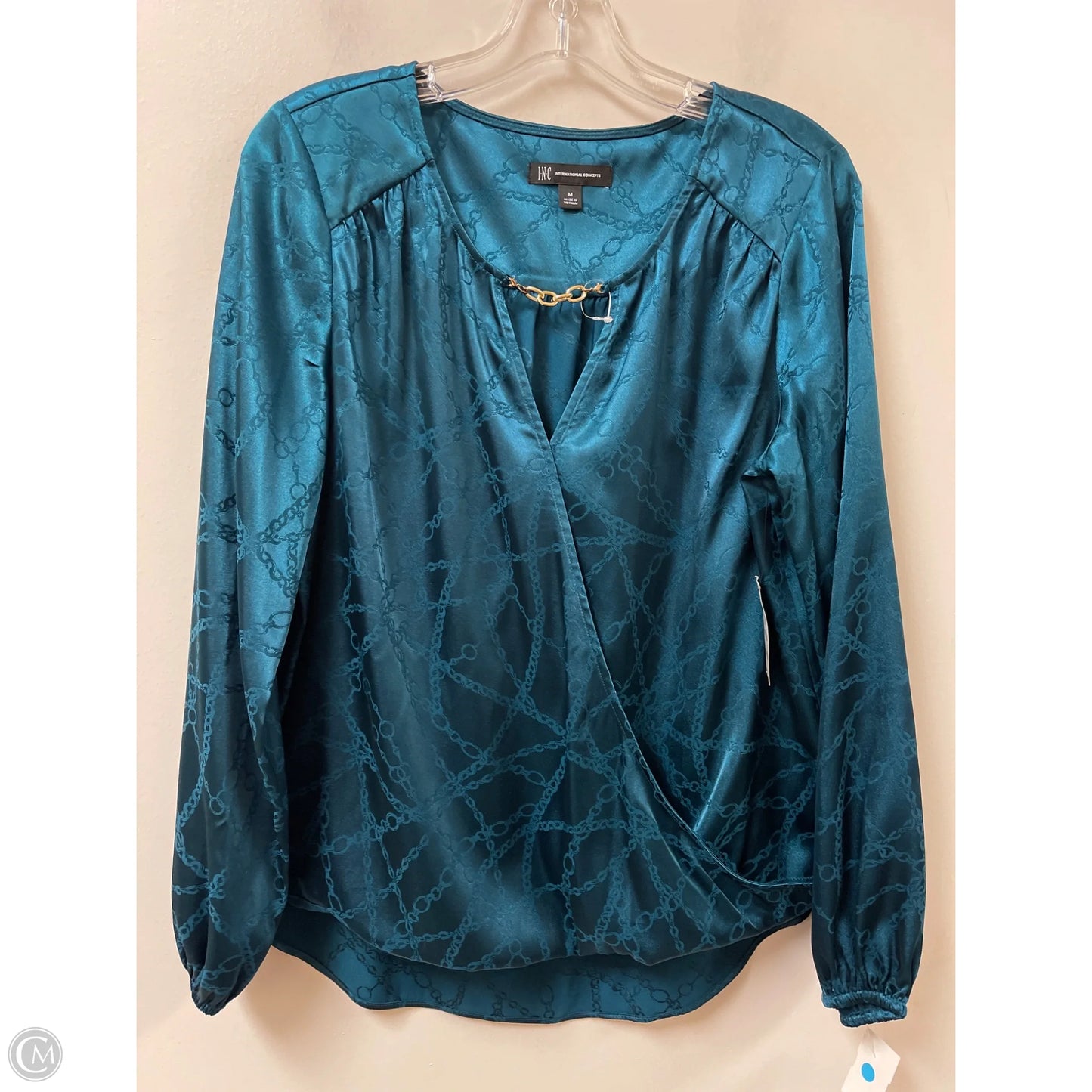 Top Long Sleeve By Inc In Teal, Size: M
