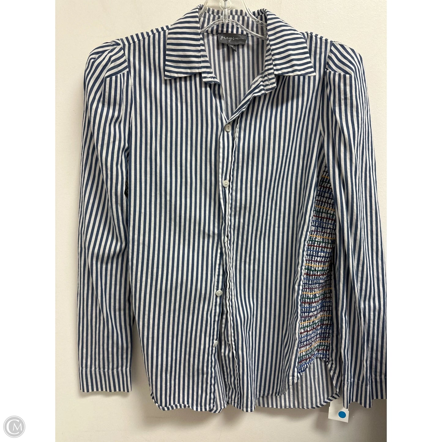 Blouse Long Sleeve By Clothes Mentor In Striped Pattern, Size: M