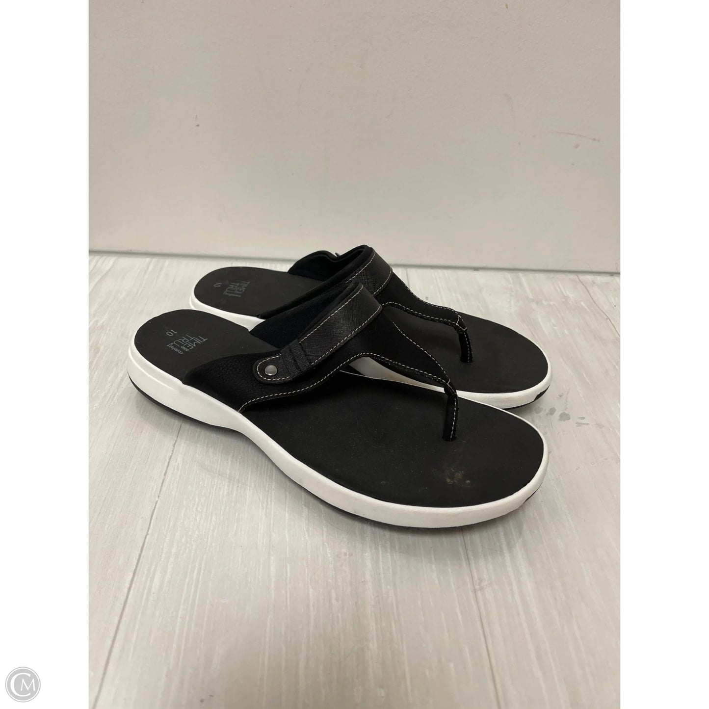 Sandals Flip Flops By Time And Tru In Black, Size: 10