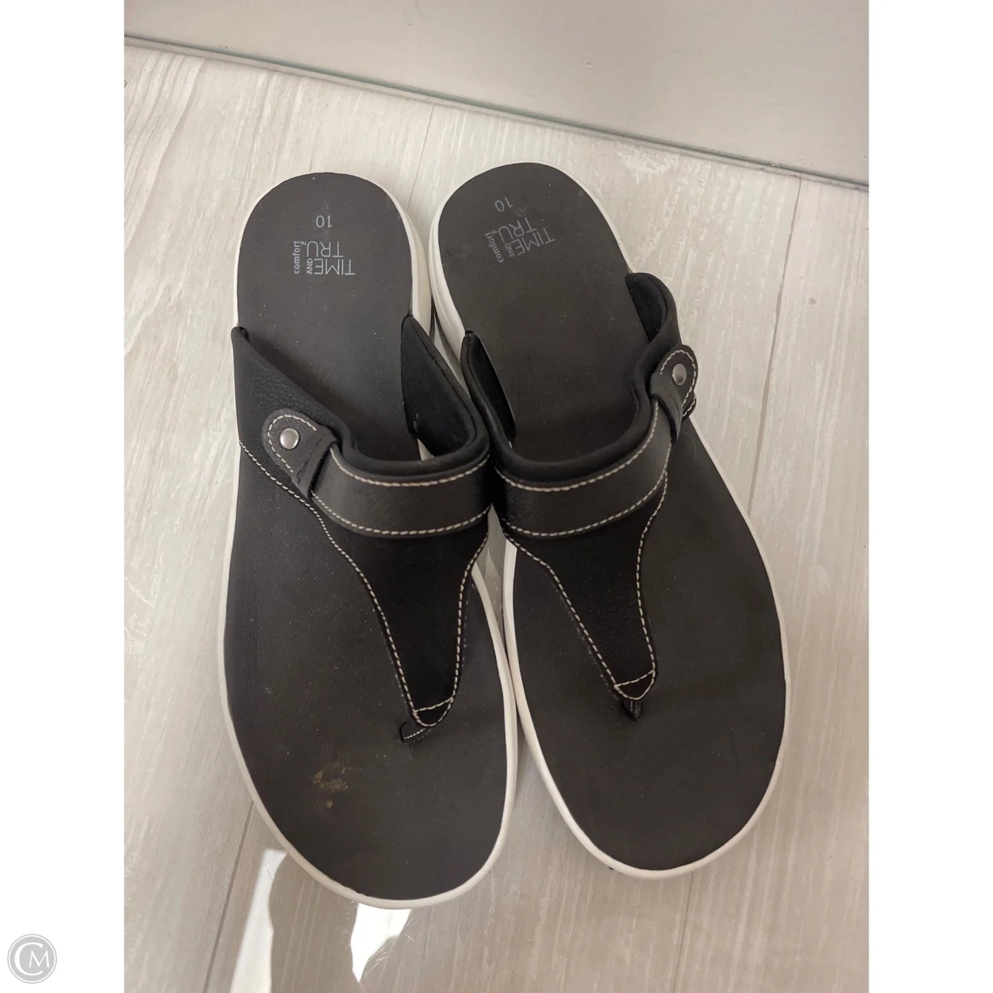 Sandals Flip Flops By Time And Tru In Black, Size: 10