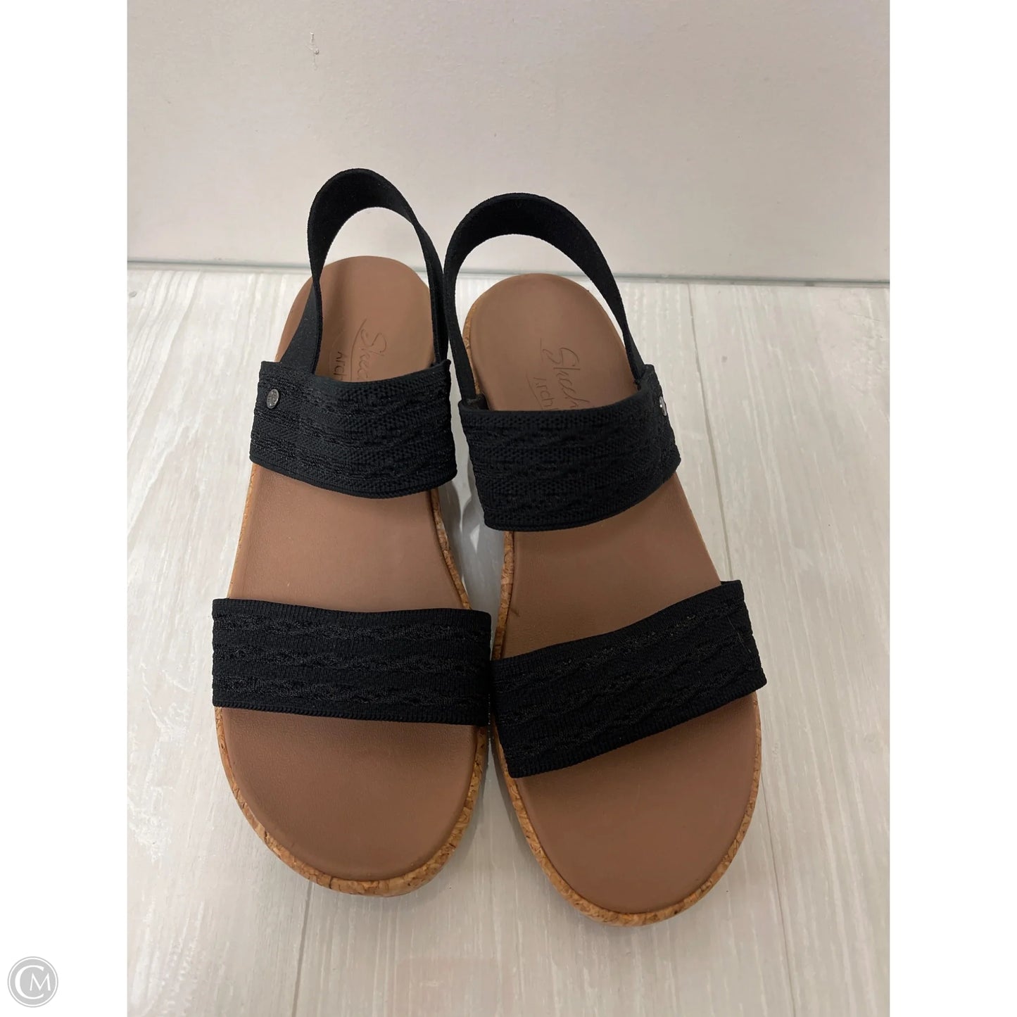 Sandals Heels Wedge By Skechers In Black, Size: 10