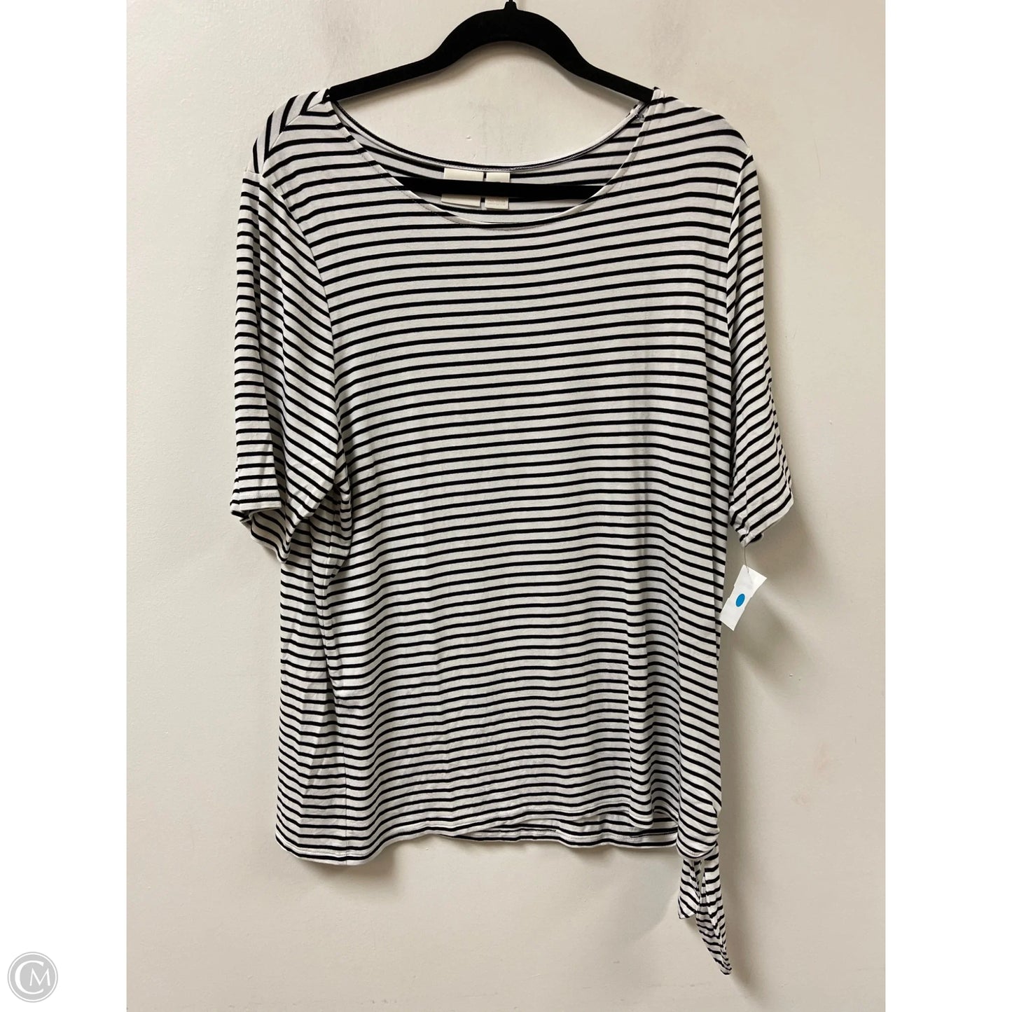 Top Short Sleeve By Chicos In Striped Pattern, Size: Xl
