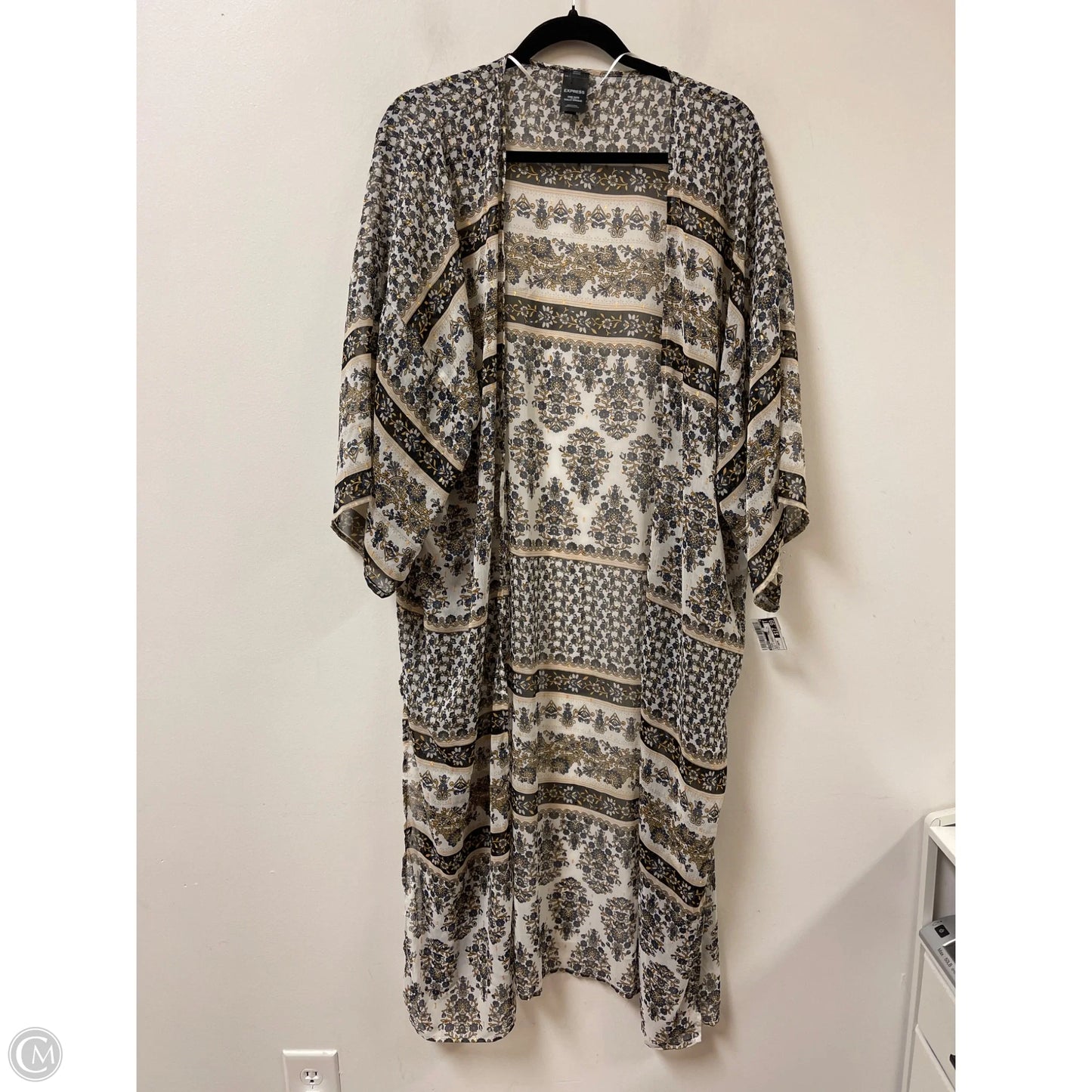 Kimono By Express In Blue & Cream, Size: Osfm