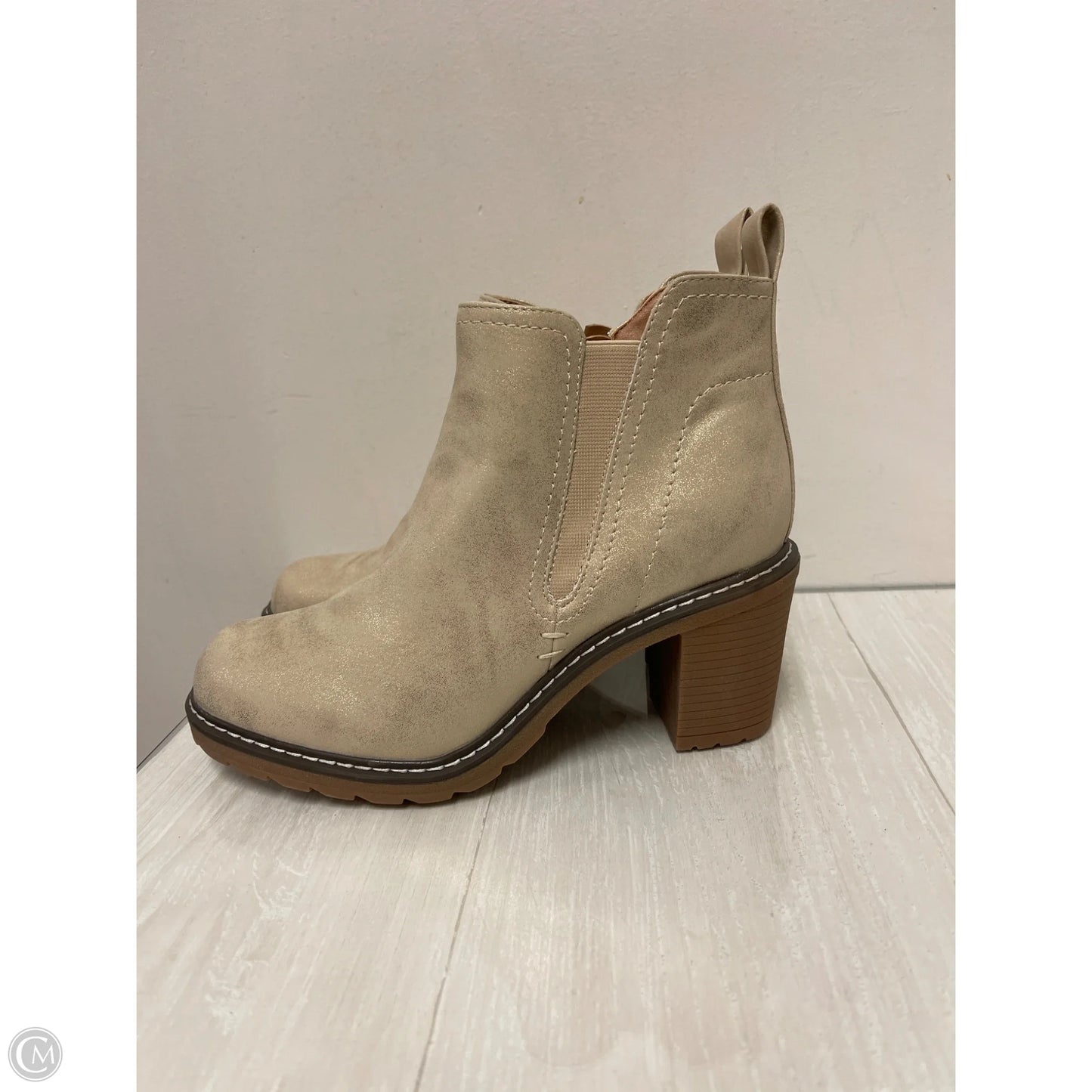 Boots Ankle Heels By Corkys In Gold, Size: 10