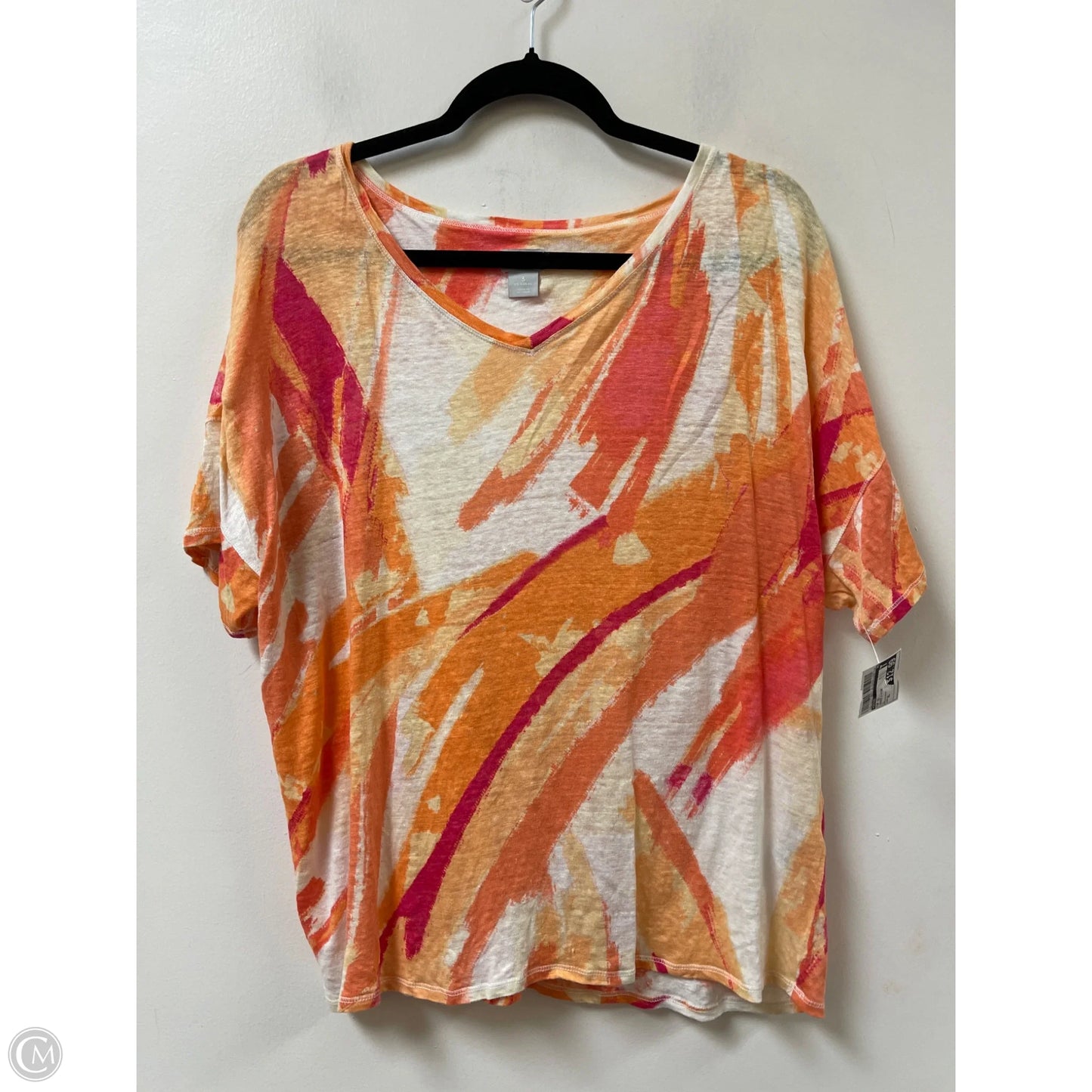 Top Short Sleeve By Chicos In Orange & Pink, Size: Xl