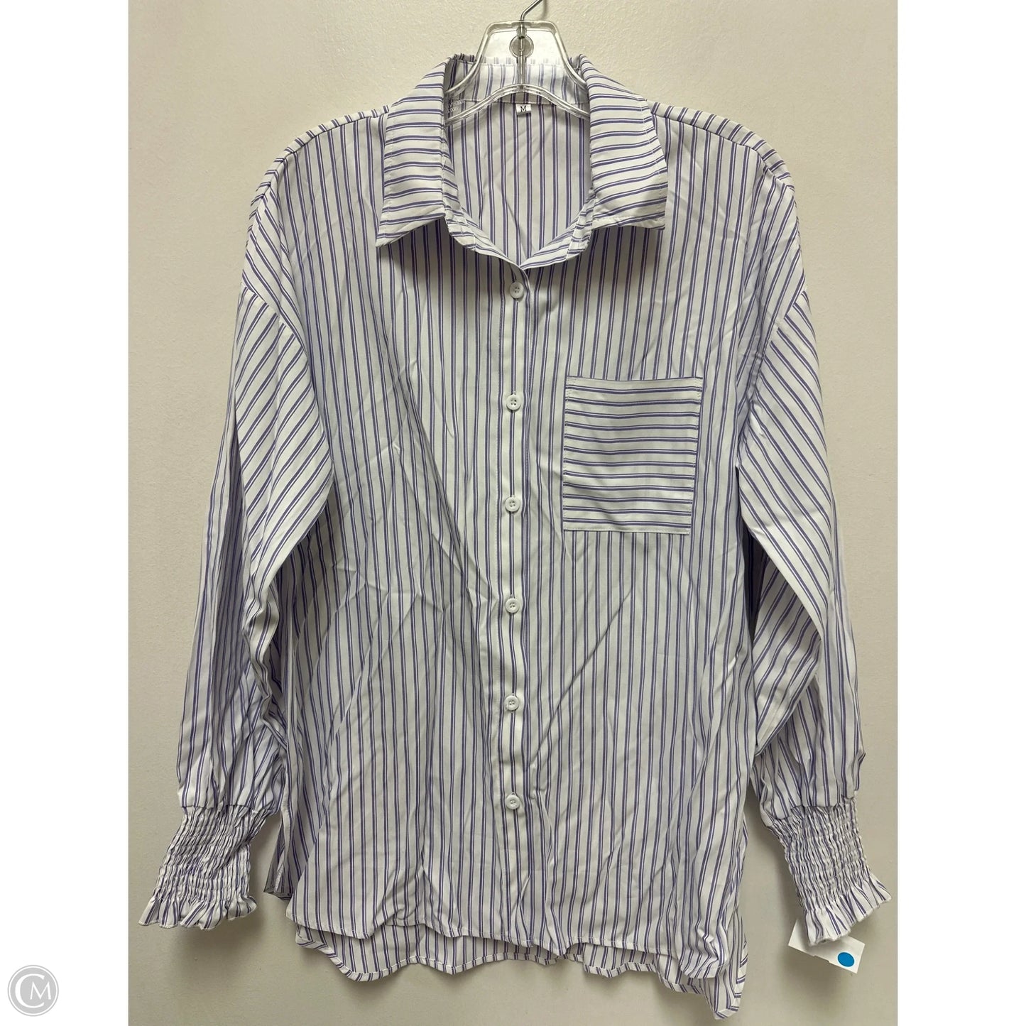 Blouse Long Sleeve By Clothes Mentor In Purple & White, Size: M