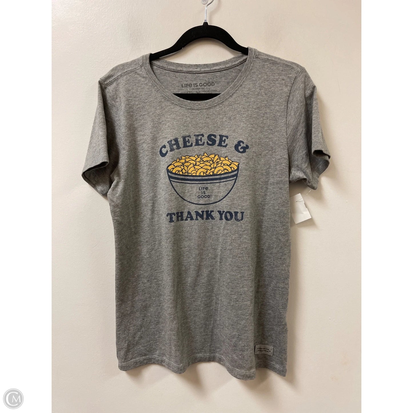 Top Short Sleeve By Life Is Good In Grey, Size: M