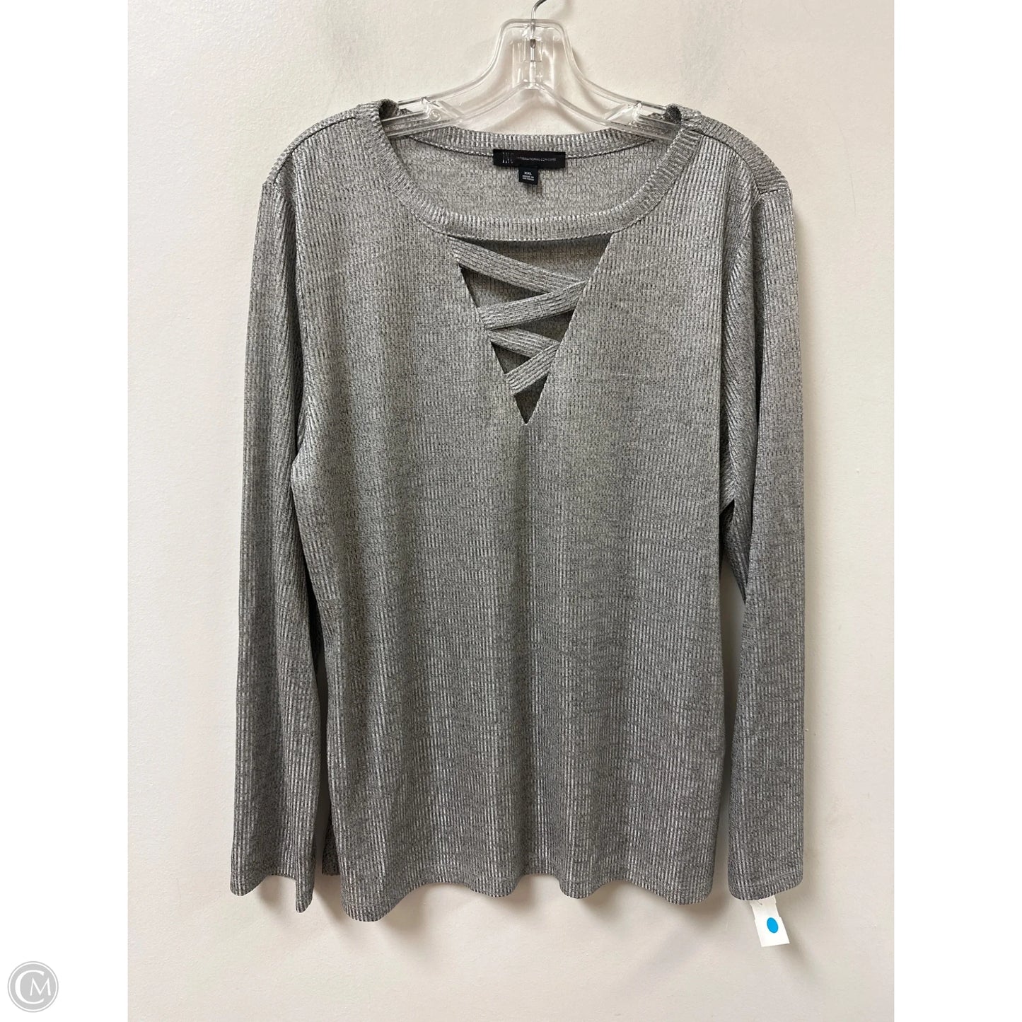 Top Long Sleeve By Inc In Silver, Size: 1x