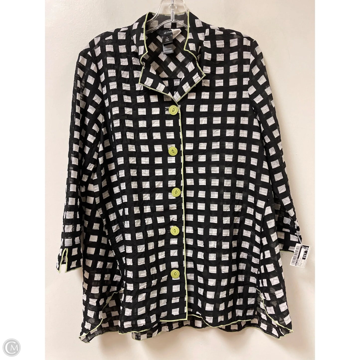 Tunic Long Sleeve By Ali Miles In Black & White, Size: S