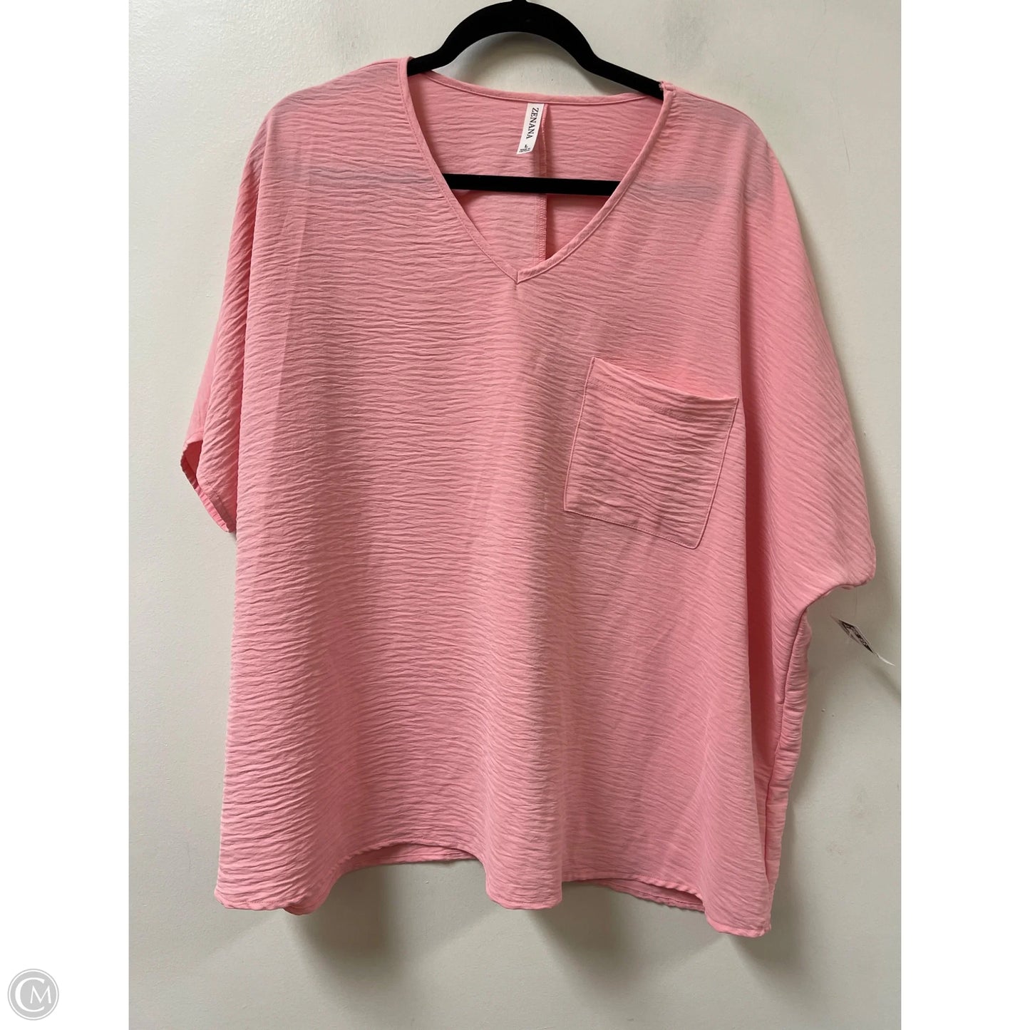 Top Short Sleeve By Zenana Outfitters In Pink, Size: L