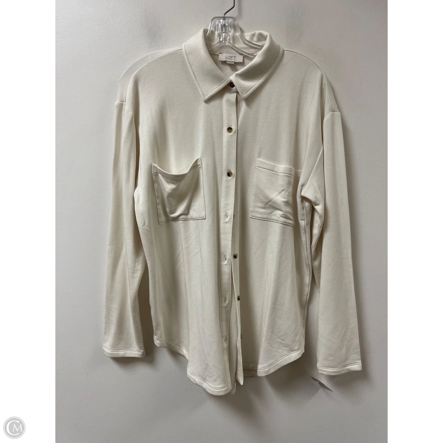 Blouse Long Sleeve By Loft In Cream, Size: M