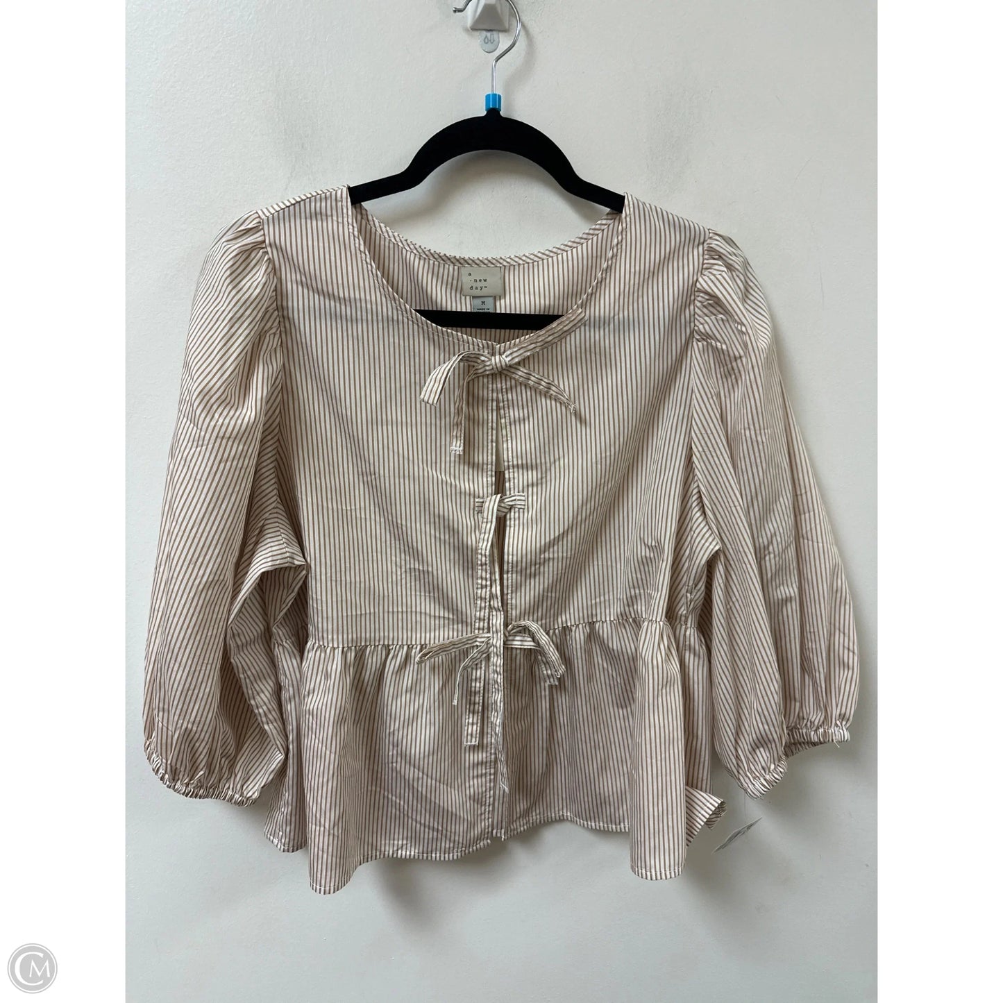 Top Long Sleeve By A New Day In Striped Pattern, Size: M