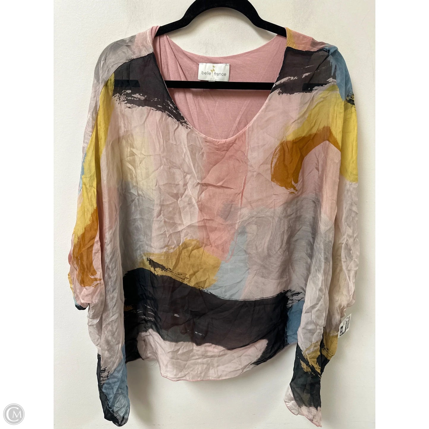 Top Short Sleeve By Clothes Mentor In Pink & Yellow, Size: M