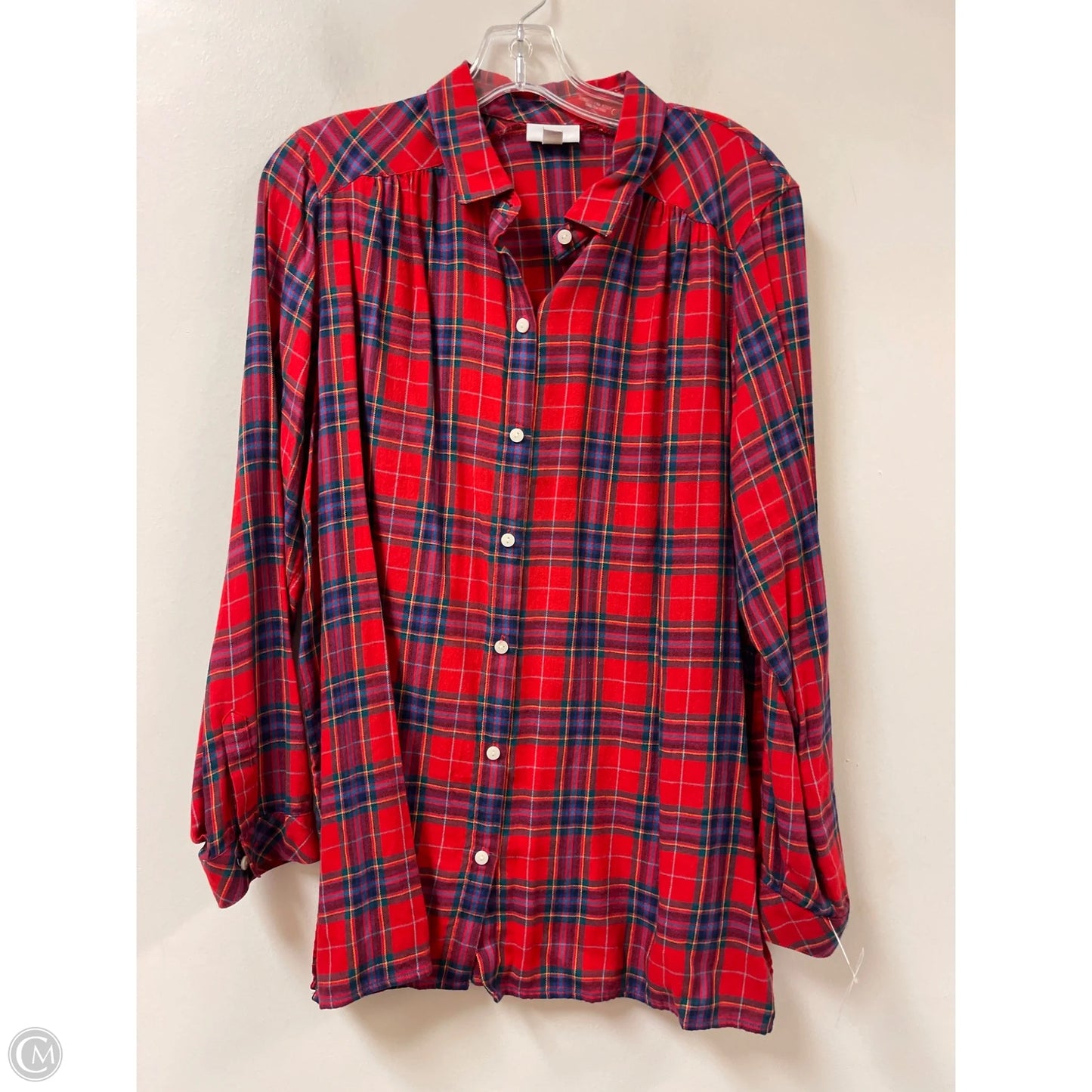 Blouse Long Sleeve By J. Jill In Plaid Pattern, Size: L