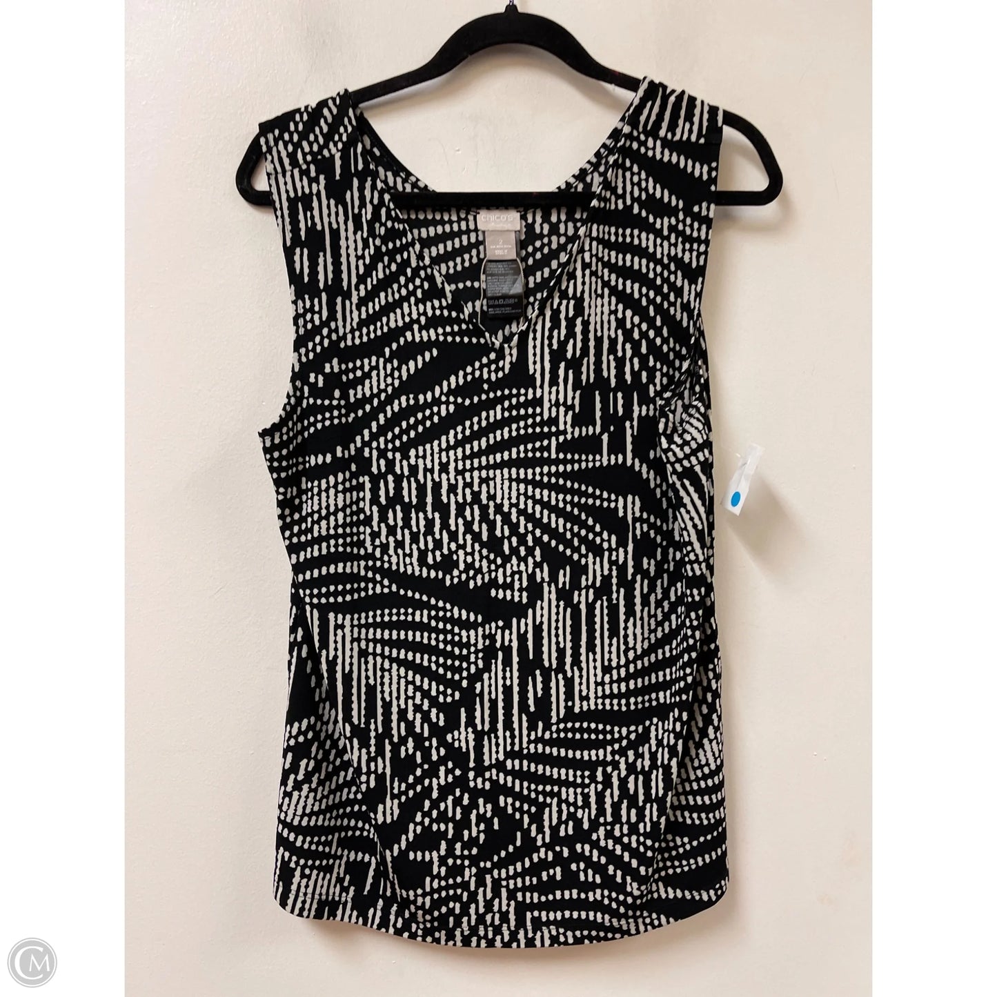 Top Sleeveless By Chicos In Black & Cream, Size: L