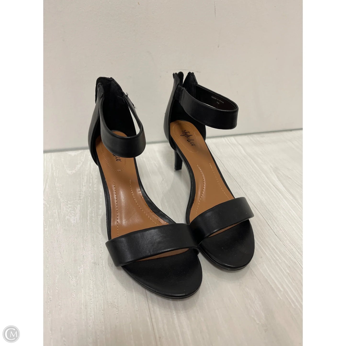 Sandals Heels Kitten By Style And Company In Black, Size: 7
