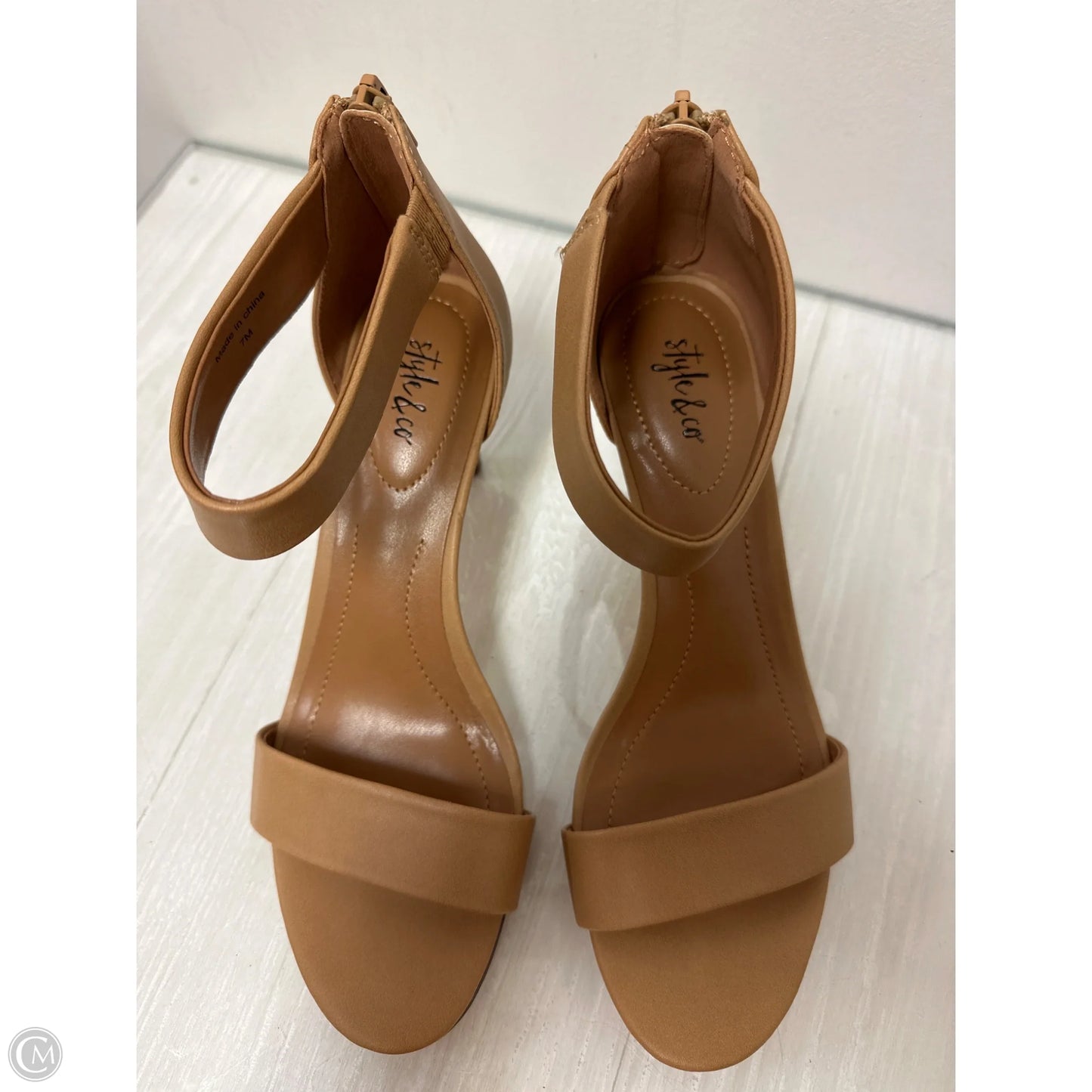 Sandals Heels Kitten By Style And Company In Brown, Size: 7